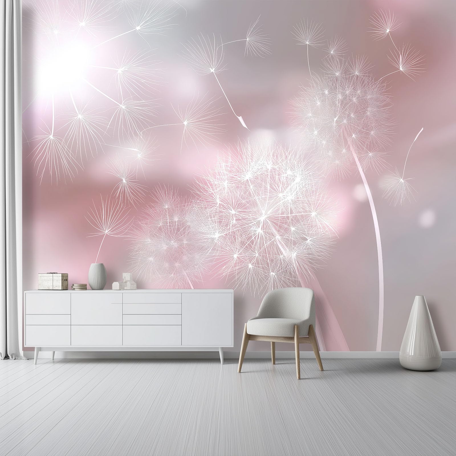 Fototapeta, rośliny i kwiaty, fantazja, 79in x 55in / 200 x 140 cm (szer. x wys.), włóknina, wysokiej jakości, nowoczesny, marzycielski, ombre, mniszek lekarski, dekoracja domu, DIY, plakat, obraz