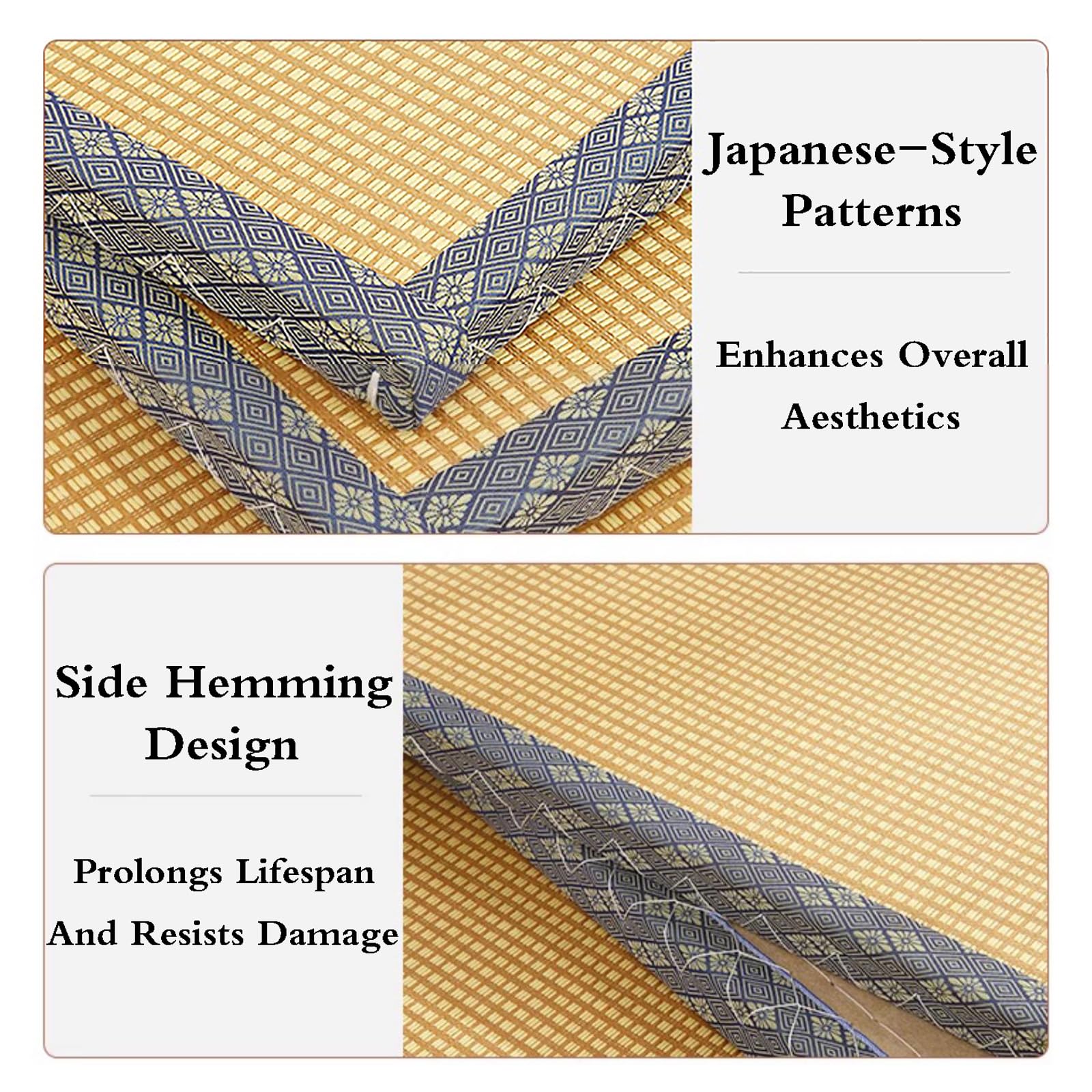 Tatami - Tappeto giapponese pieghevole, antiscivolo, per soggiorno, meditazione, yoga, traspirante e facile da pulire, perfetto per dormire e rilassarsi