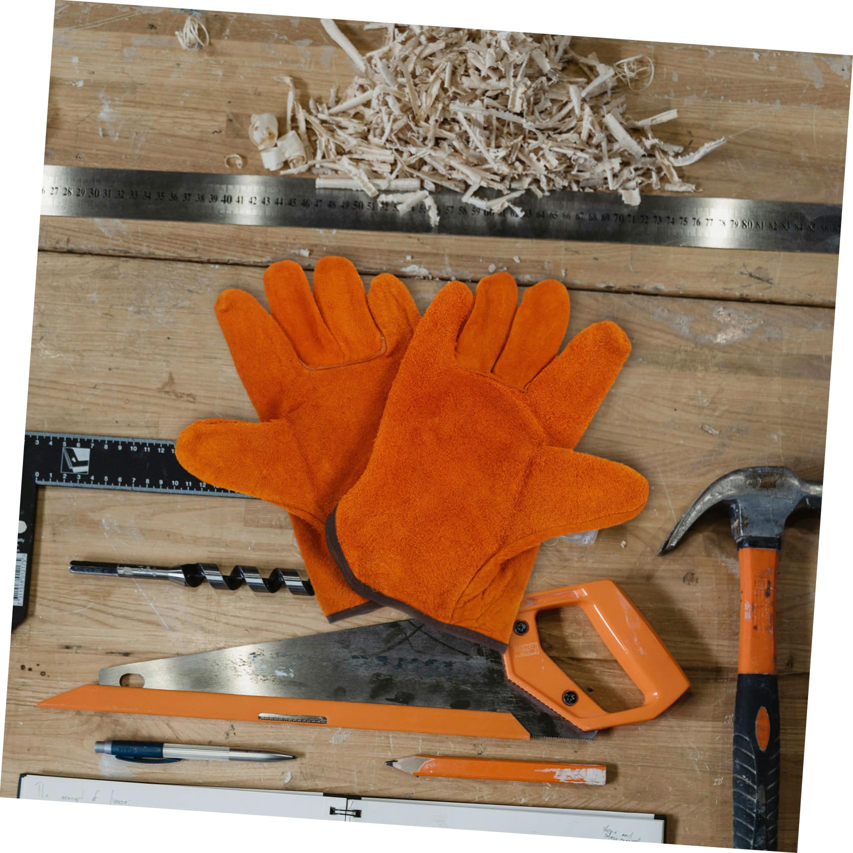 ASAKKURA 1 Pair Gloves Hand Welding Hand Heater Welding Hand Pad Welding Mitts Industry Protective Gear Welding Supplies Welding Shield Welding Accessories Welding Glove Orange Cowhide