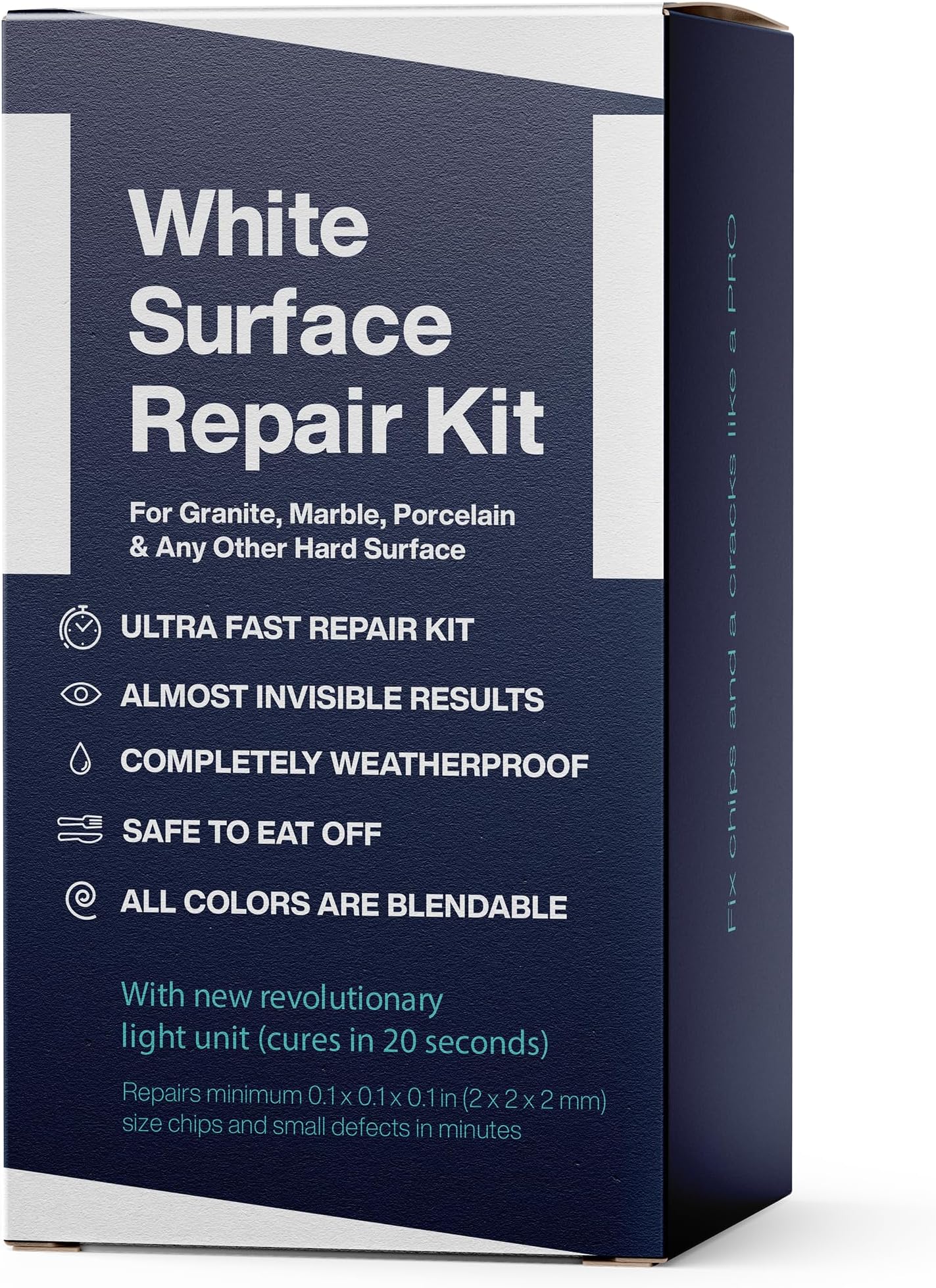 Quartz Countertop Repair Kit (Clear, White Acrylic & Dark White Color) - Ideal as Tile, Fiberglass, Bathtub, Ceramic Repair Kit I Works Great for Granite, Marble, Porcelain & Corian Surfaces
