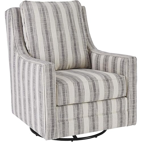 Signature Design by Ashley Kambria Striped Upholstered Swivel Accent Glider Chair, Ivory & Black
