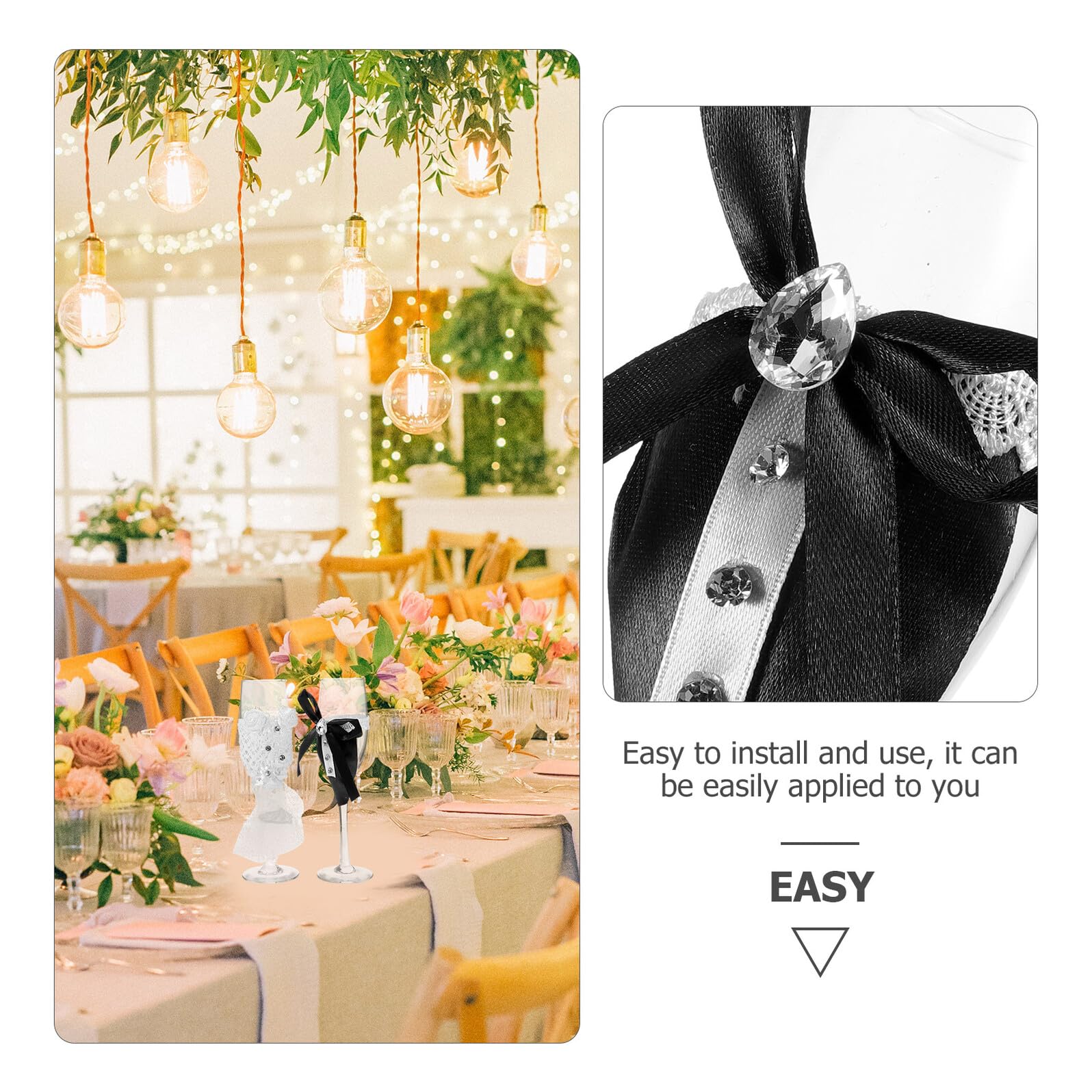 SOIMISS Set 2 Calici da Vino Matrimonio in Vetro senza Stelo Bicchieri da Birra e Whisky per Feste e Cerimonie Accessori per Bar e Uso Domestico Regalo Personalizzato per Sposa e Sposo