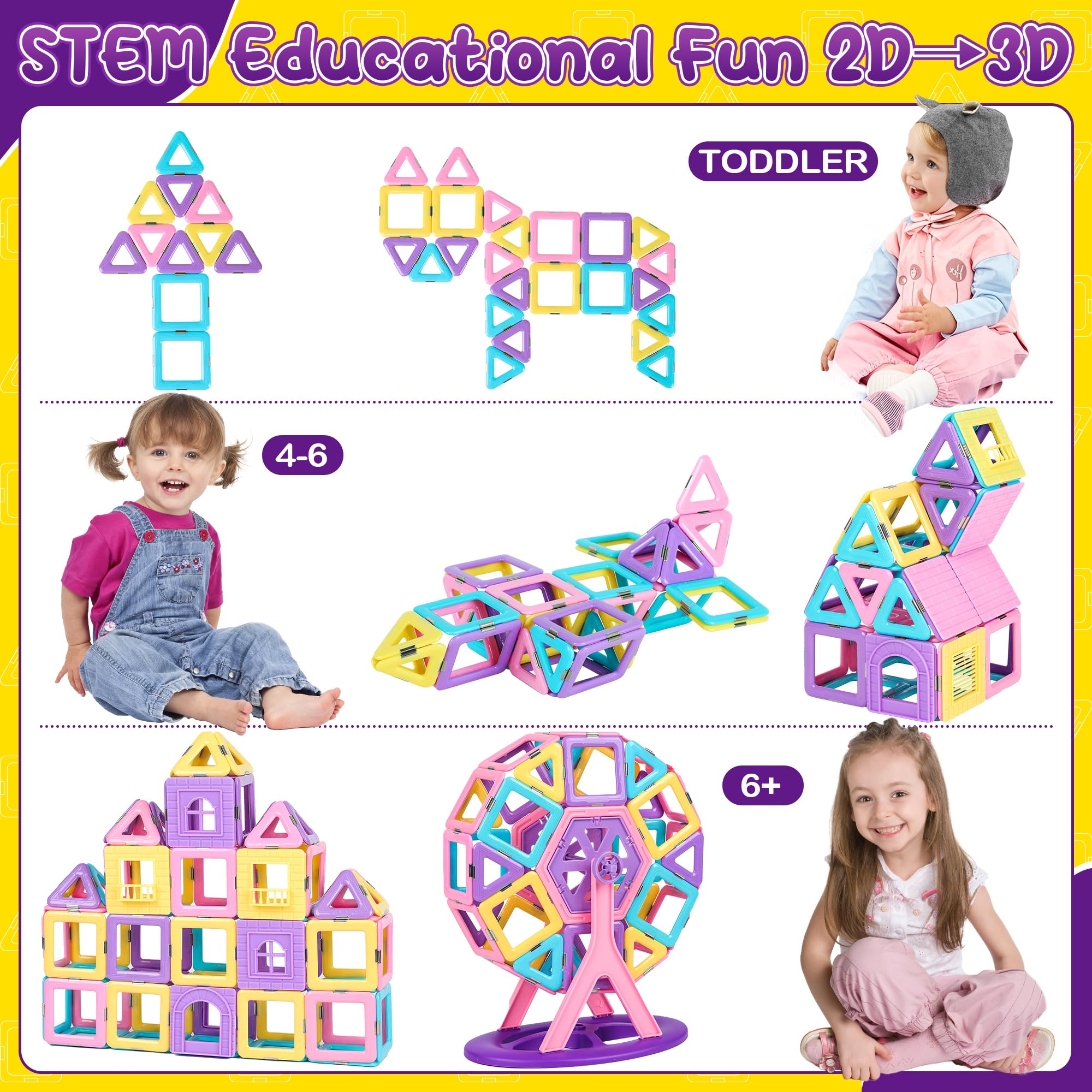 Bloques Magnéticos BUOAZR De 100 Piezas – Juguete Educativo 3D En ABS Para Niños De 3 A 8 Años