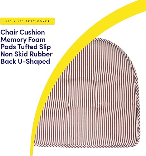 Miniatura 112 de Sweet Home Collection Cojines de espuma viscoelástica para silla, goma antideslizante y parte trasera de goma antideslizante en forma de U de 17 x