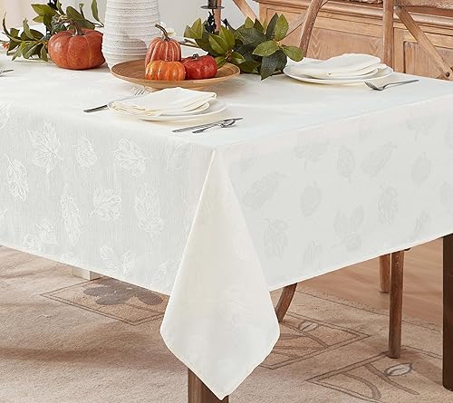 Miniatura 10 de Newbridge Tremont - Mantel de tela de damasco con hojas de otoño, diseño de damasco y hojas de remolino, temporada de otoño, impreso, resistente al