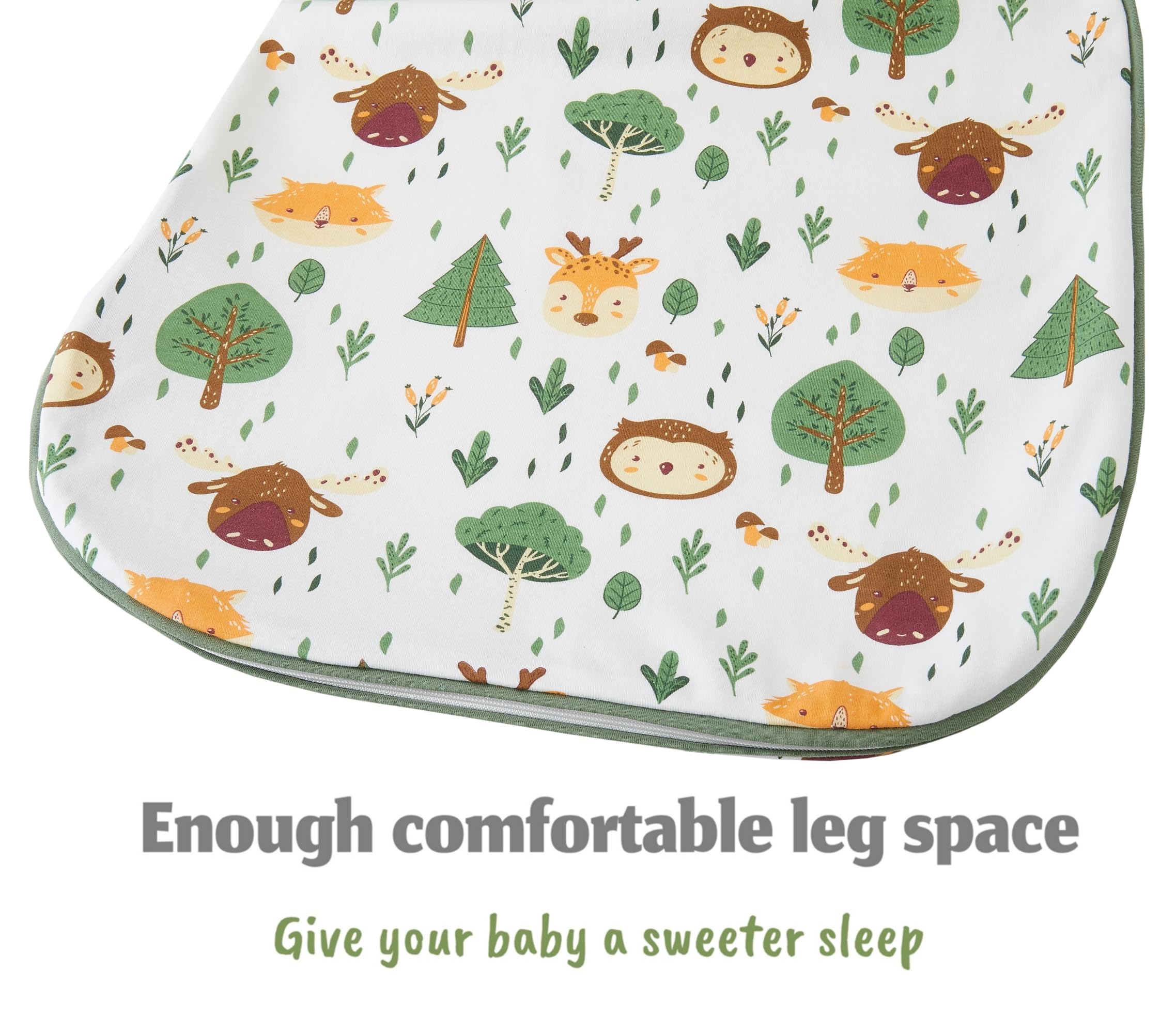 Chilsuessy Baby Schlafsack 1.5 Tog 2er Pack Ganzjahresschlafsack 100% Baumwolle Winter Babyschlafsack für Neugeborene, 1.5 Tog/Grün Wald Set, 67cm/0-6 Monate