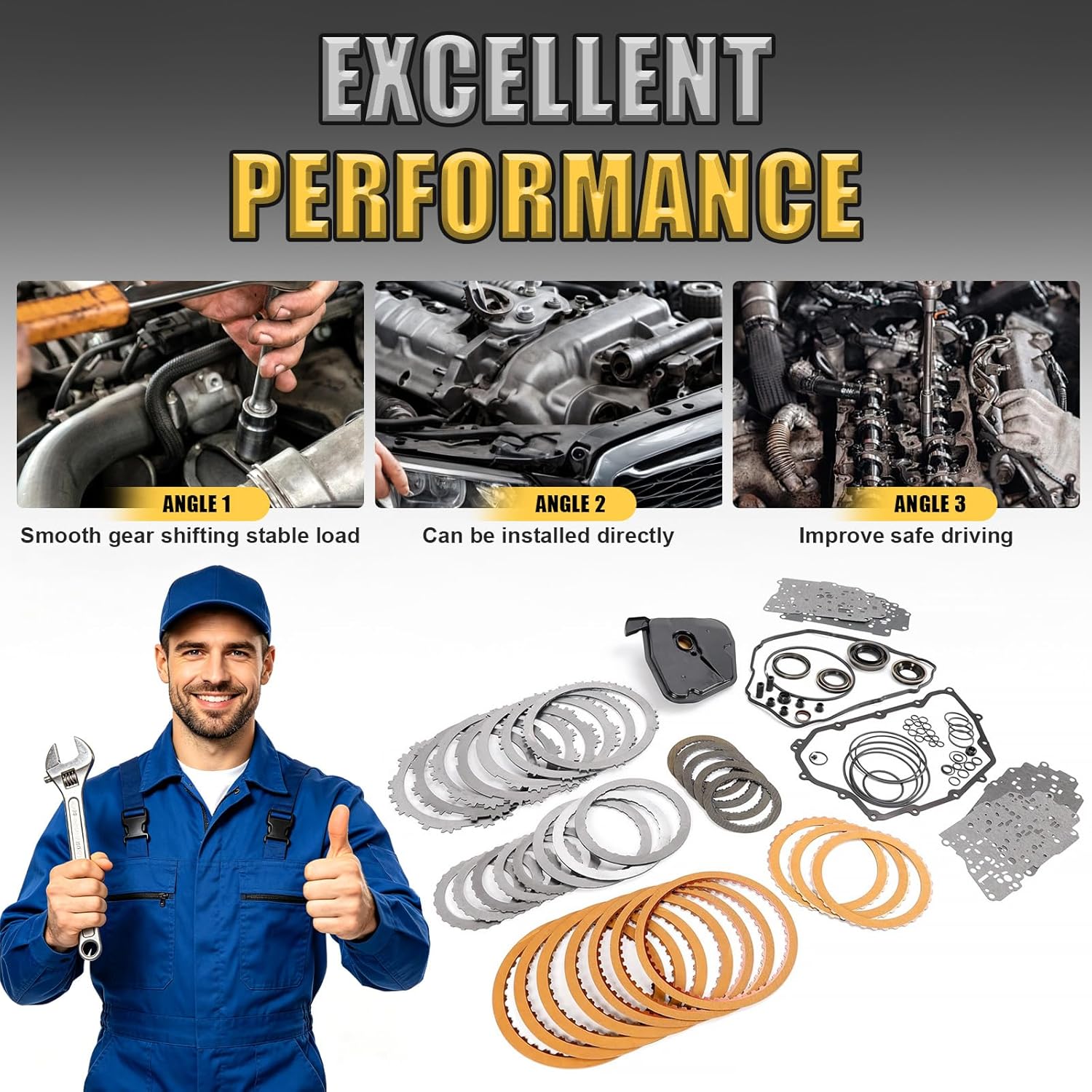 6F35 Transmission Master Rebuild Kit with Filter Fits for Ford Edge Escape Explorer Fusion Taurus 1.5/1.6/2.0/2.3/2.5L Professional High Performance Automatic Transmission OE 6F35