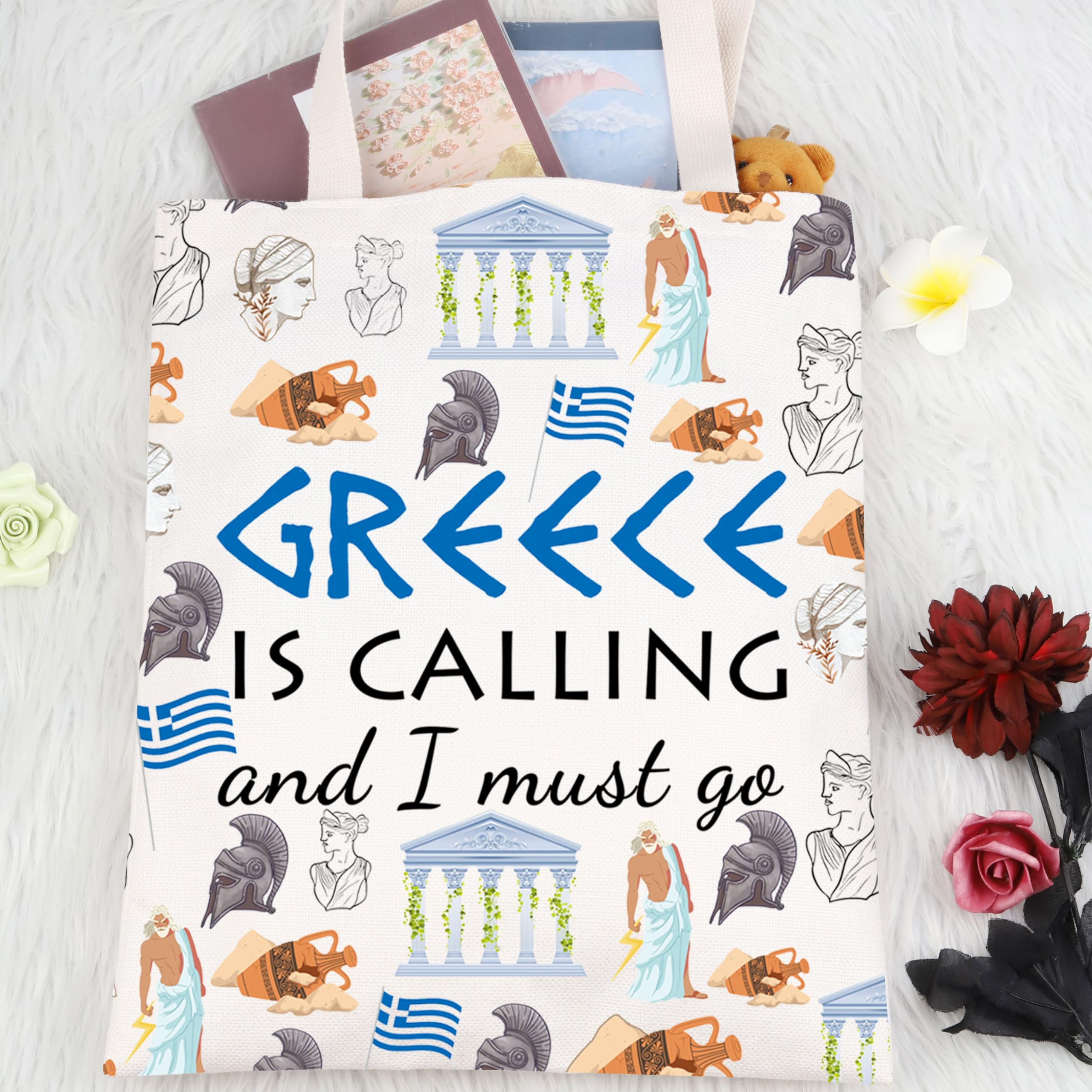 Greece is Calling and I Must Go Greece Makeup Bag Greece Family Trip Gift Greek Vocation Cosmetic Bag Greece Travel Bag (Greece is Calling Tote Bag 1UK) - Image 4