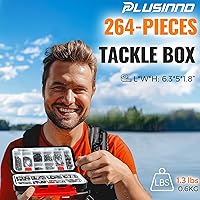 Vista 2 de PLUSINNO Kit de accesorios de pesca de 264/397 piezas, caja de aparejos de pesca organizada con aparejos incluidos, anzuelos de pesca, plomos
