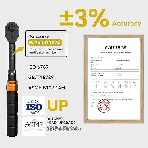 Miniatura 2 de Juego de llaves dinamométricas para bicicleta de 32 piezas, 14 pulgadas, 2-20 N.m, 72 dientes reversibles con liberación rápida