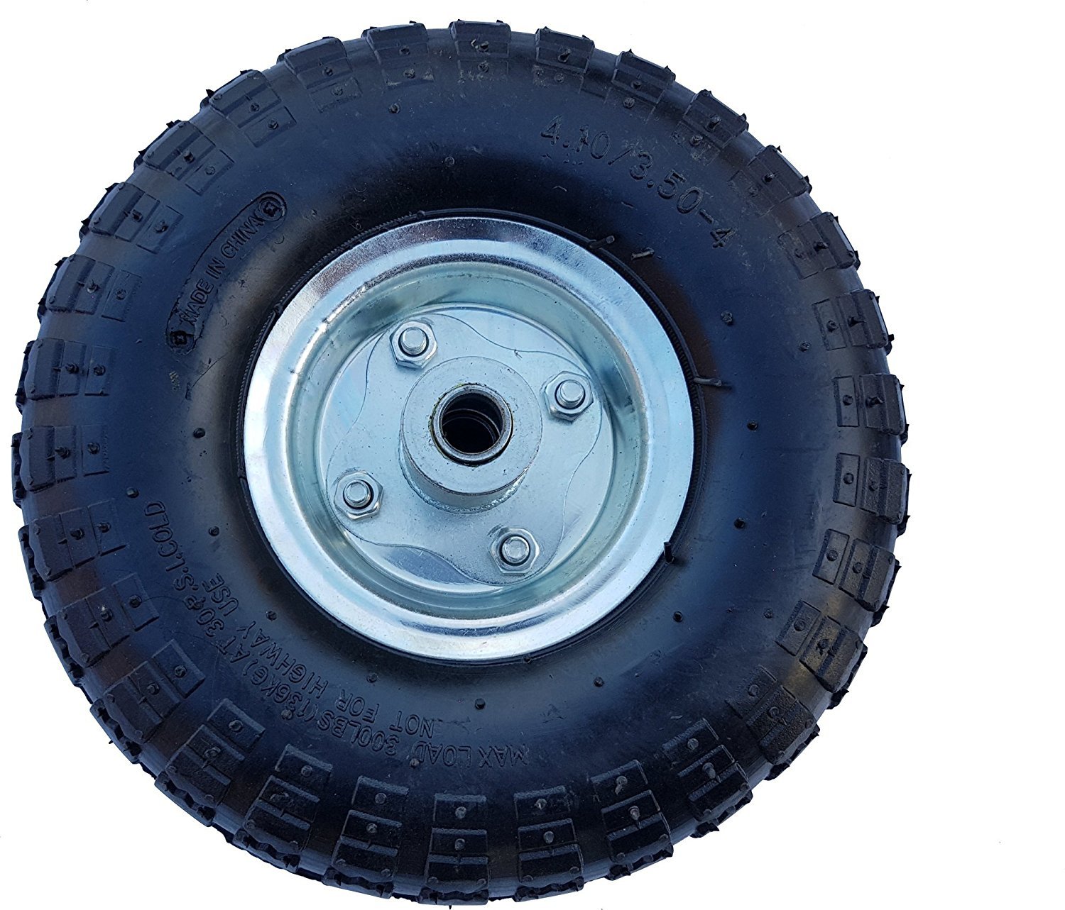 4 x FROSAL Luftrad Bollerwagen Ø 260 mm 4.10/3.50-4 | Ersatzrad Reifen Sackkarre | Achse 16 mm | Rad mit Kugellager | Stahlfelge silber | Sackkarrenrad