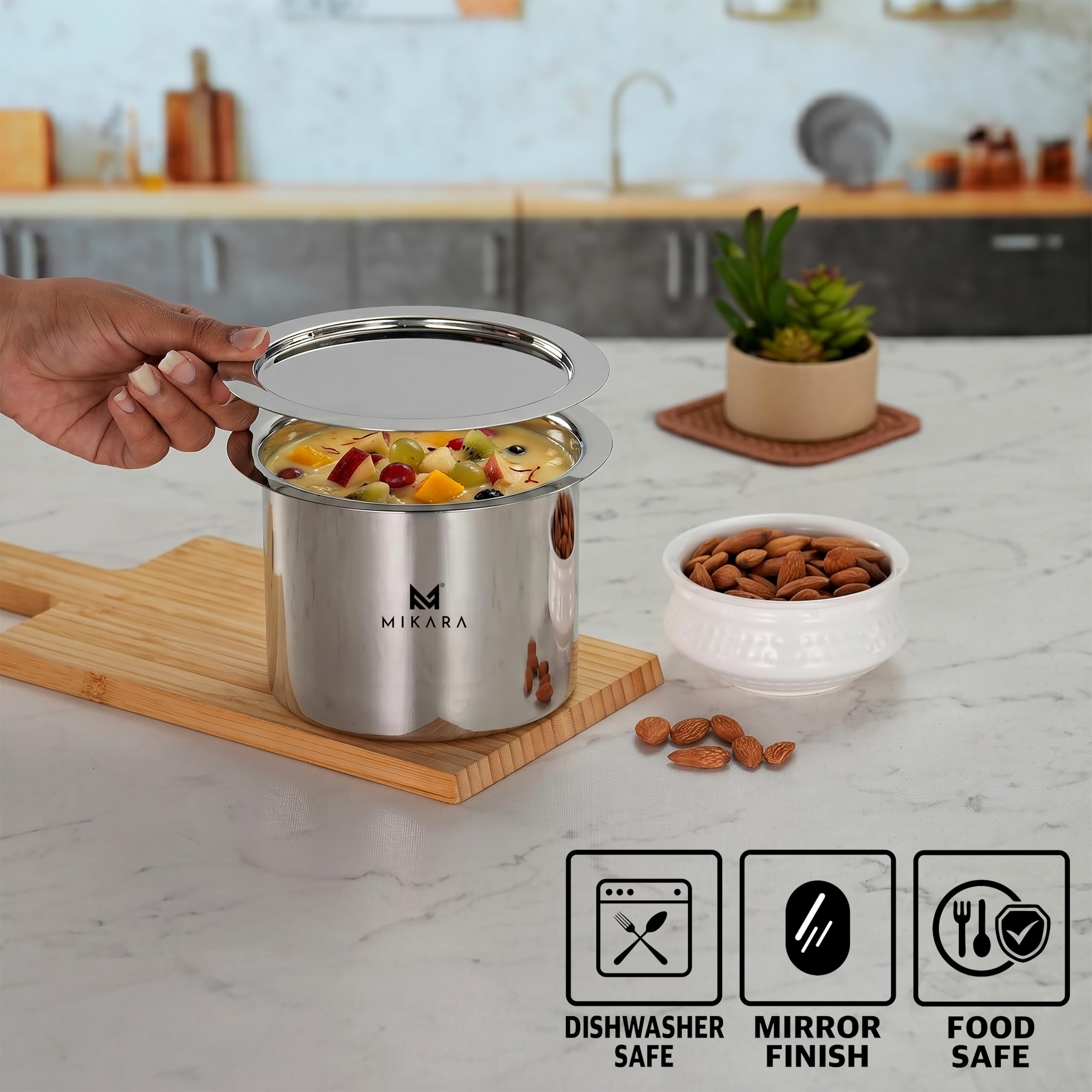 Mikara Stainless Steel Tope with Lid - Durable Cookware -3