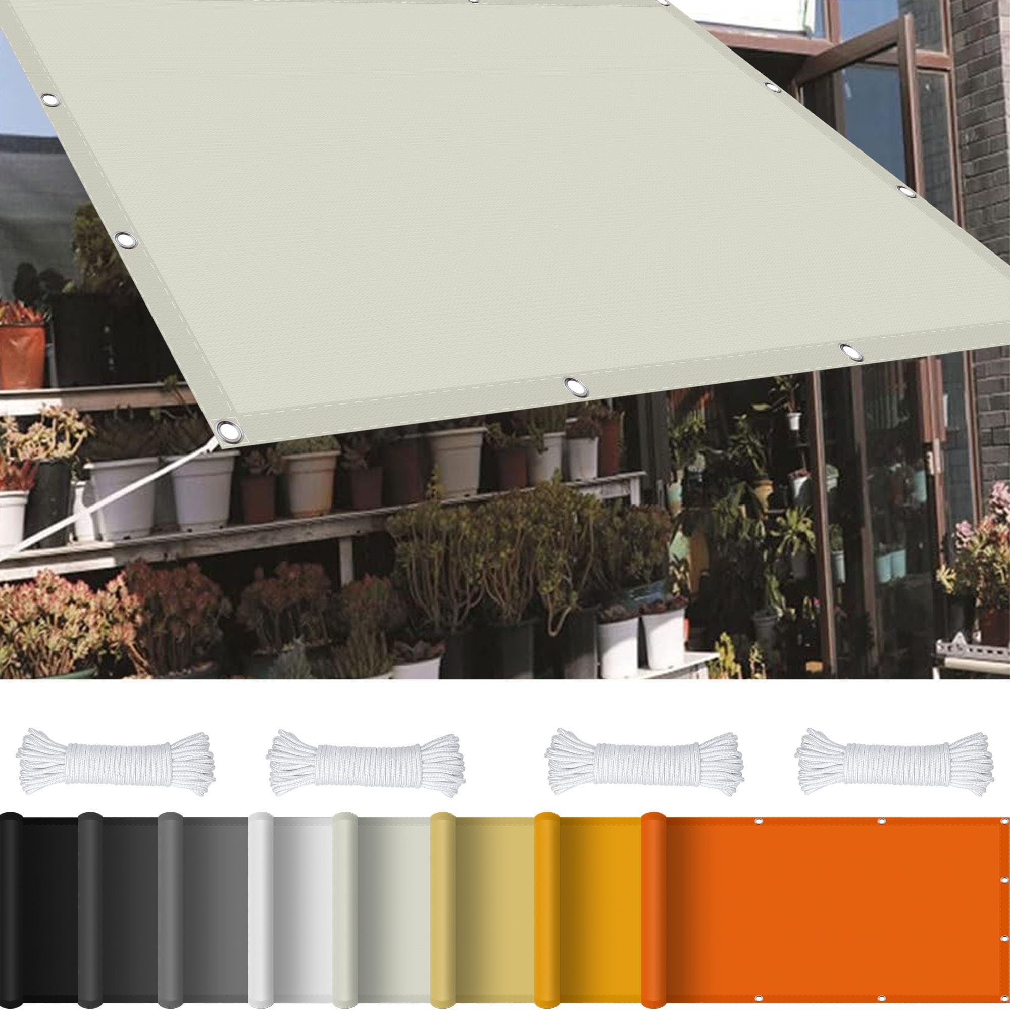 Vela Parasole Rettangolare 1.4 x 2.4 m 98% Protezione UV Vela Ombreggiante Parasole Poliestere per Esterno Giardino Terrazza, Avorio