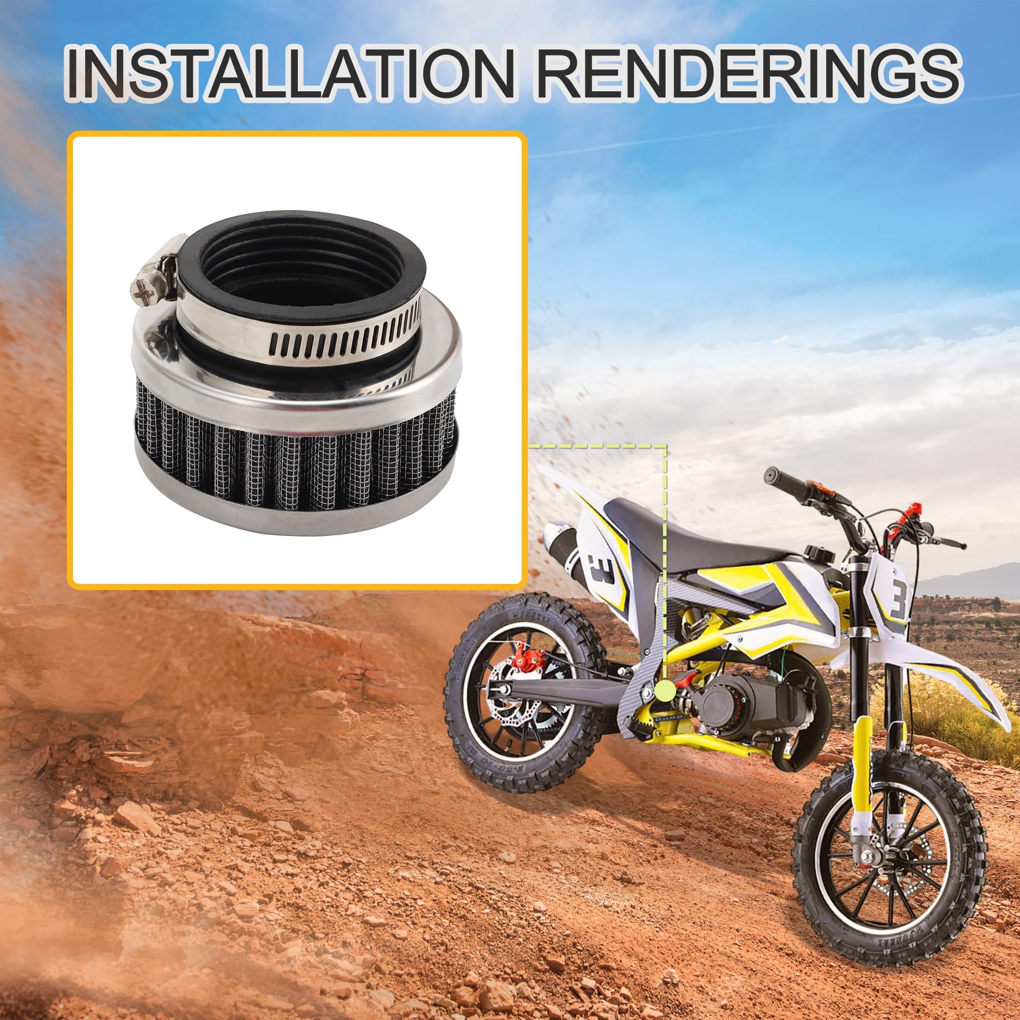 GOOFIT Luchtfilter Vervanging Voor 47cc 49cc Dirt Pit Trail Bike Pocket Bike