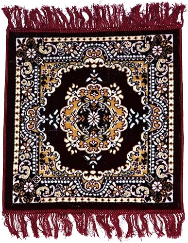 Miniatura 5 de ASHIRWAD Puja Aasan - Alfombra de terciopelo de lana Pooja Aassan de tela de meditación colchón Maroon Grande-1