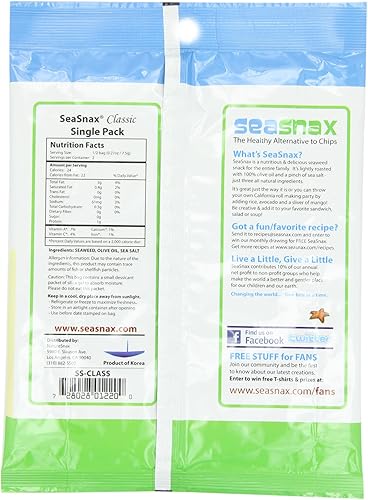 Miniatura 2 de SeaSnax Alga marina de oliva tostada, 5 hojas, 0.54 onzas (paquete de 4)