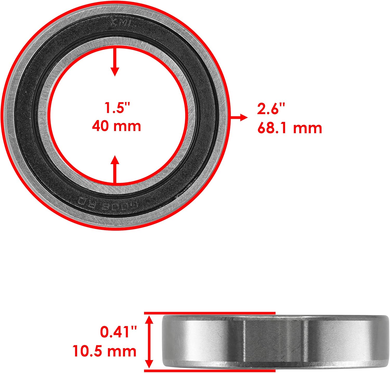 Caltric Rear Axle Carrier Bearing Kit Compatible with Kawasaki Lakota KEF300 Sport 2001-2003