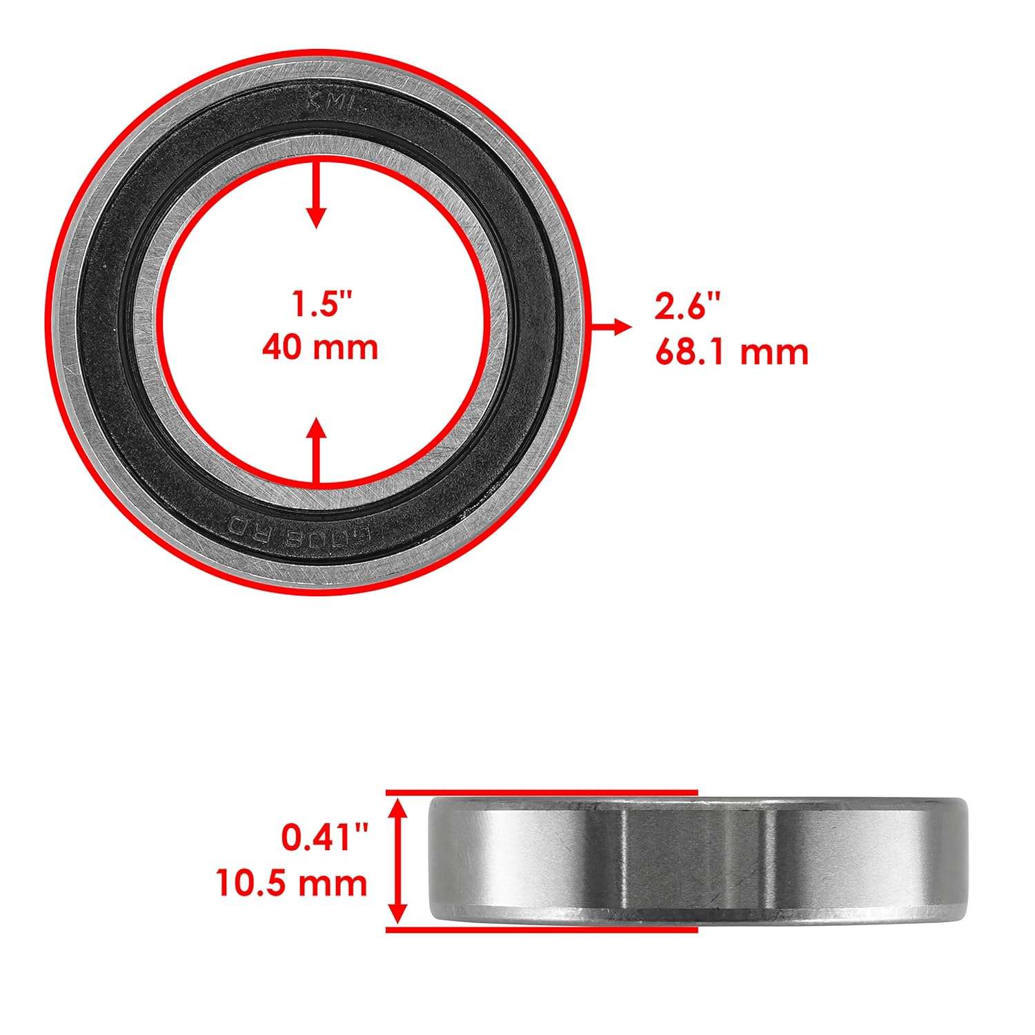 Caltric 6008-2RDQE6 6008-2RS 60082RS Rubber Sealed Ball Bearings 40x68x15 mm/Qty: 10