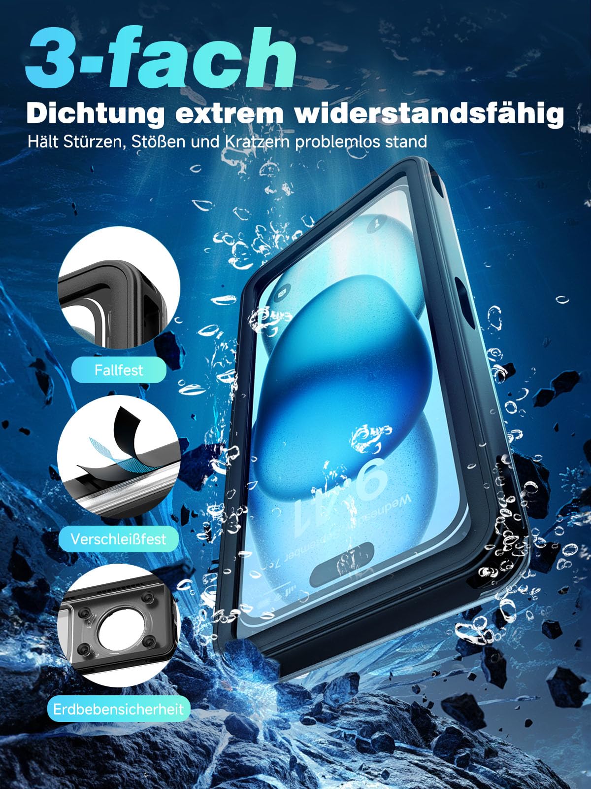 YIMONA wasserdichte Handyhülle,Upgraded IPX8 6,9 Zoll Unterwasser Handyhülle zum Schnorcheln Universal handyhülle wasserdicht,Unterwasserbildschirm berührbar,Full-HD Bildschirm (Schwarz)