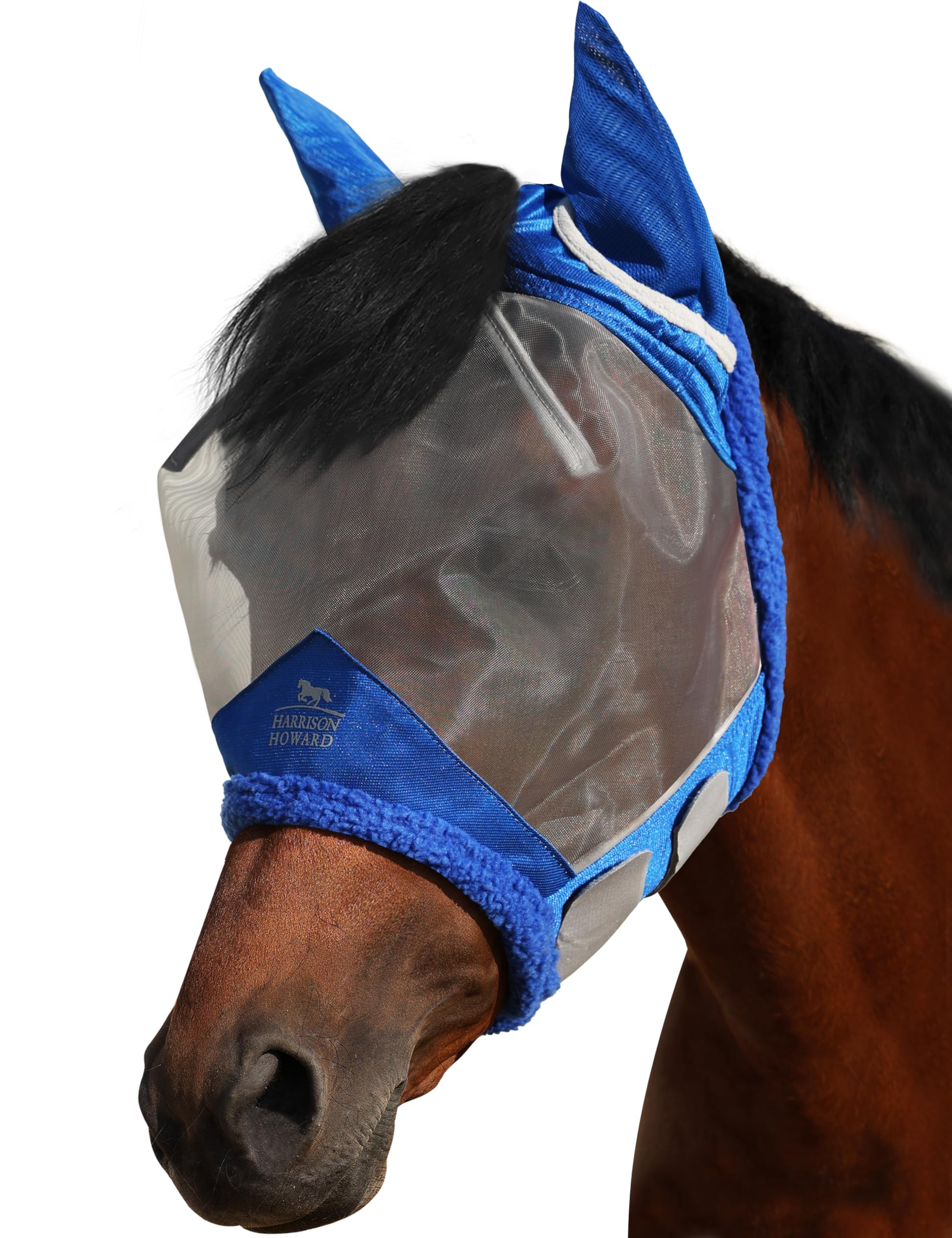 Maschera Anti-Mosche Per Cavalli Harrison Howard - Rete Morbida Con Copriorecchie, Grigio Argento - Foto 8