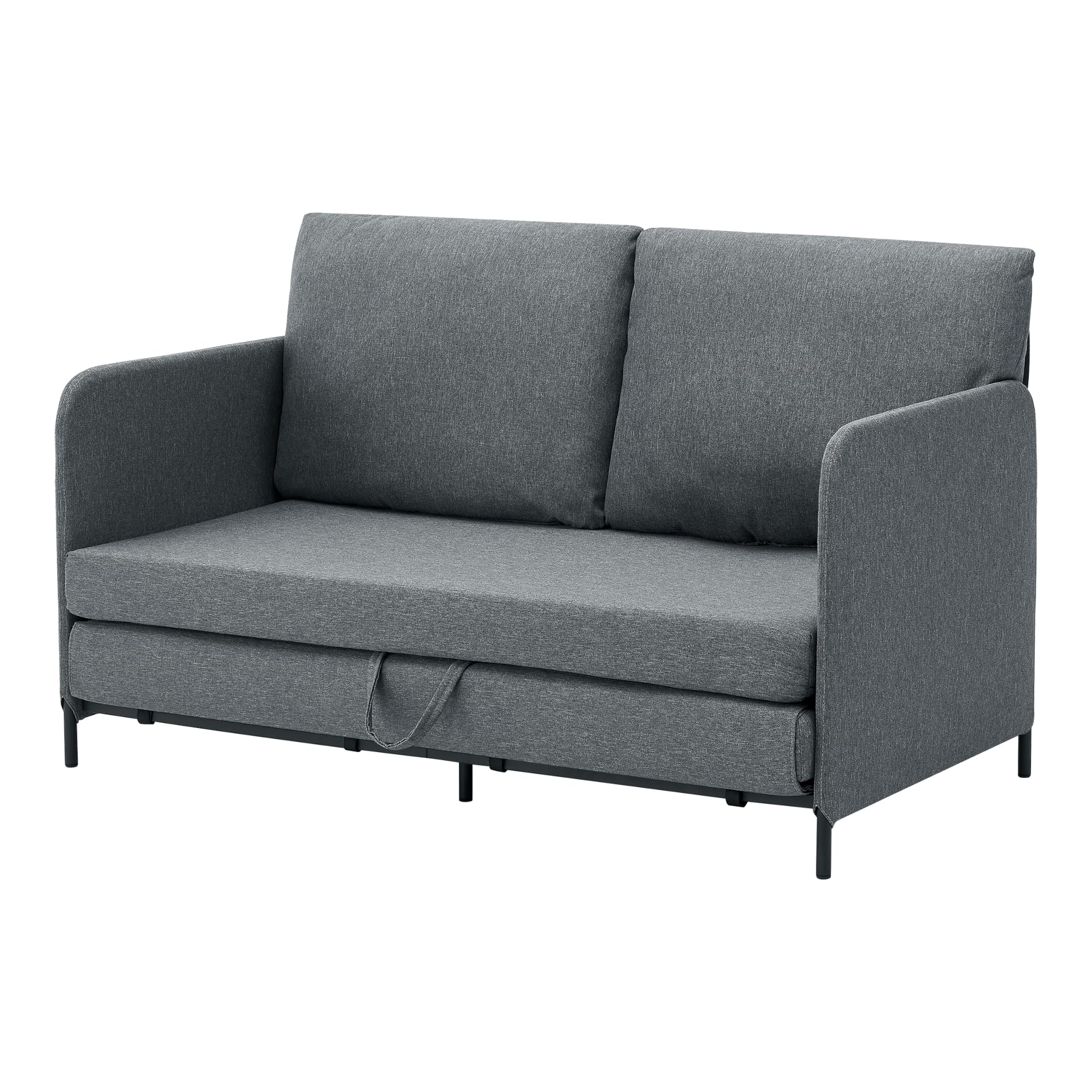 [en.casa] Schlafsofa Soini 2-Sitzer Sofa mit Schlaffunktion gepolstert Schlafcouch mit Bettkasten Bettsofa ausziehbar Dunkelgrau Klappsofa Schaumstoff
