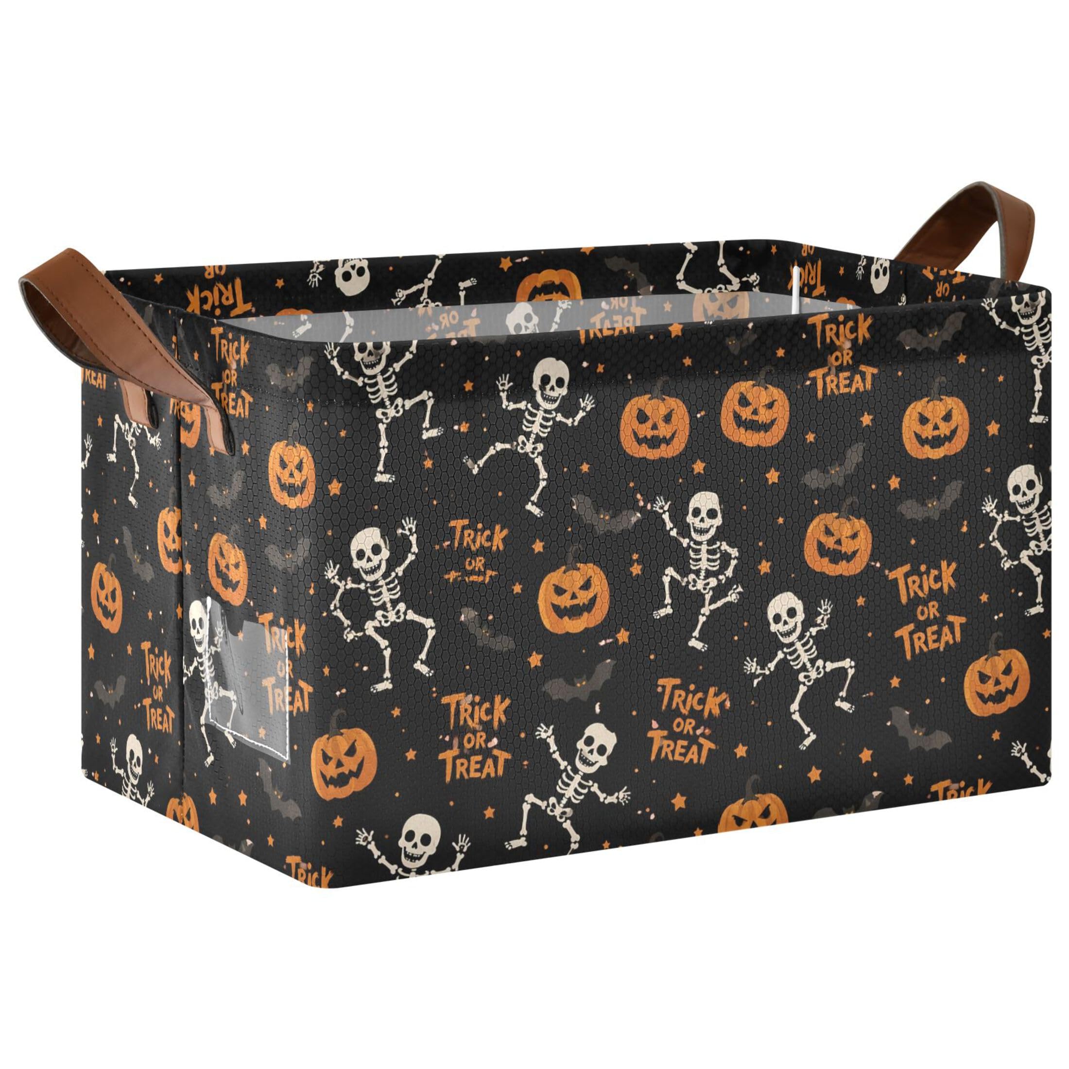 Kutsu Halloween Foldable Storage Basket Collapsible Bin With Handles For Shelves