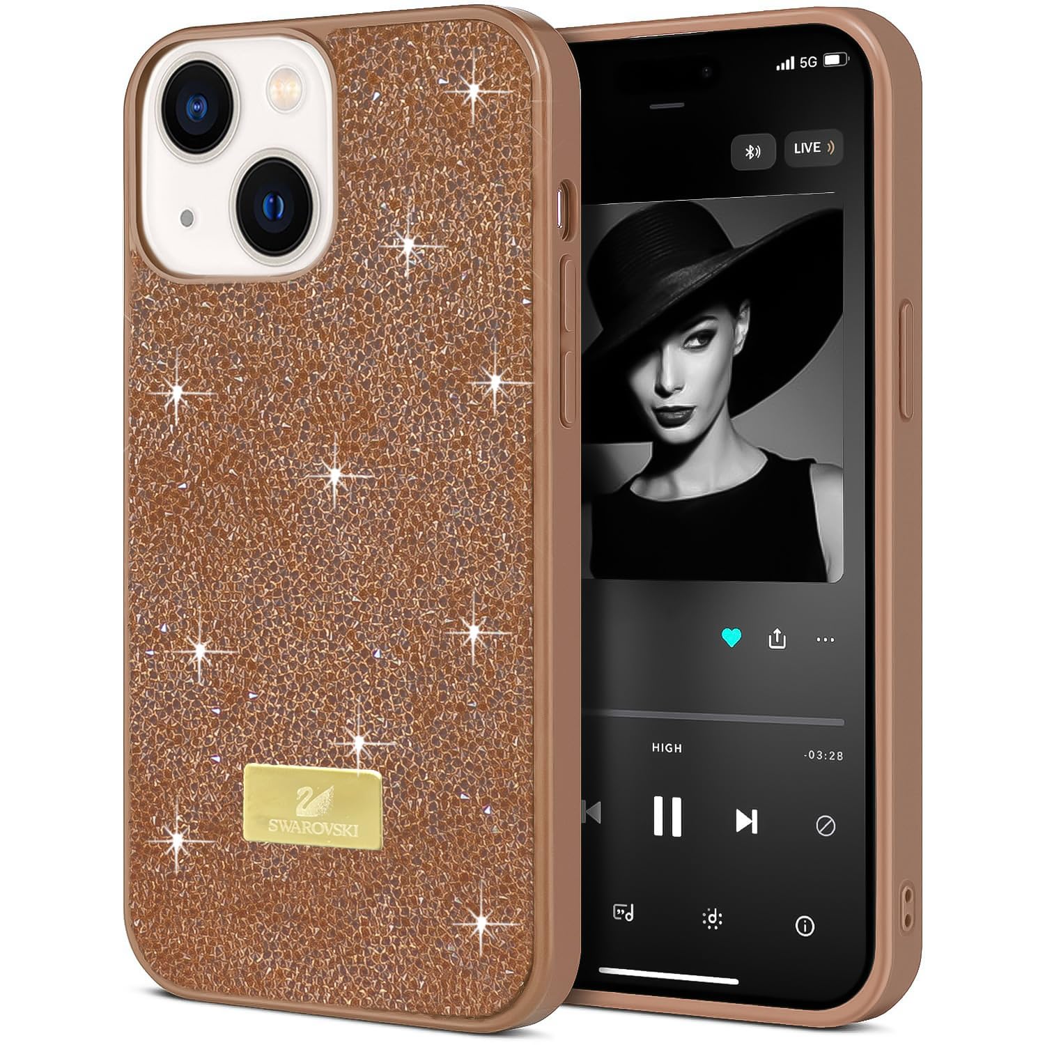 Dl3 Mobilak Case For iPhone 15 (6.1 Inch) Case Glitter, Sparkle Diamond Crystal Bling Case with Bling, Ultra Thin Lightweight Full Body Shockproof Anti-Scratch Protective Cover