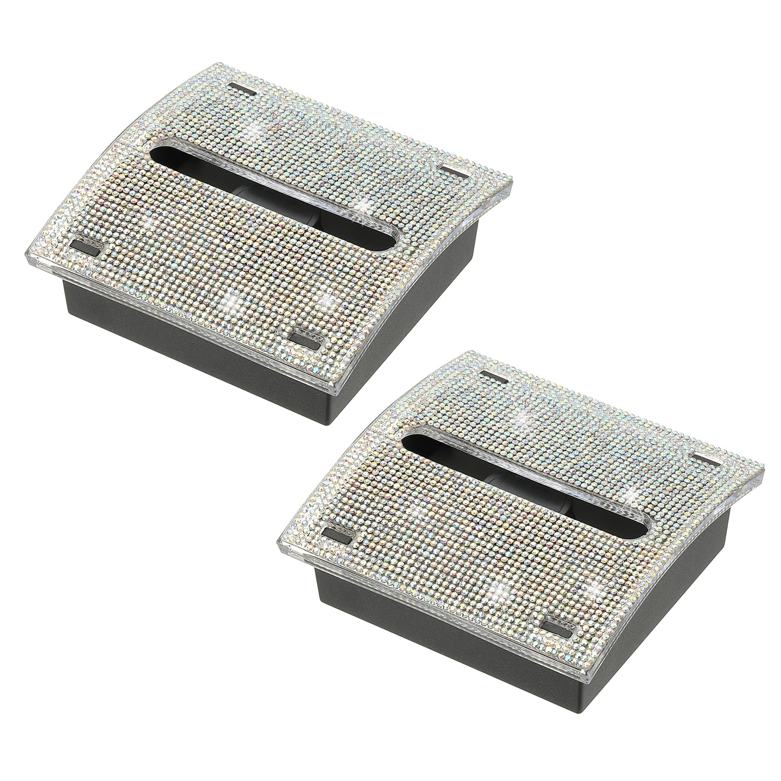 PATIKIL Rhinestone Sticky Note Dispenser, 2Pcs 3x3 Sticky Note Holder Acrylic Posted Notes Memo Note Container Dispenser for Sticky Notes Office Home Store Kitchen Supplies, White