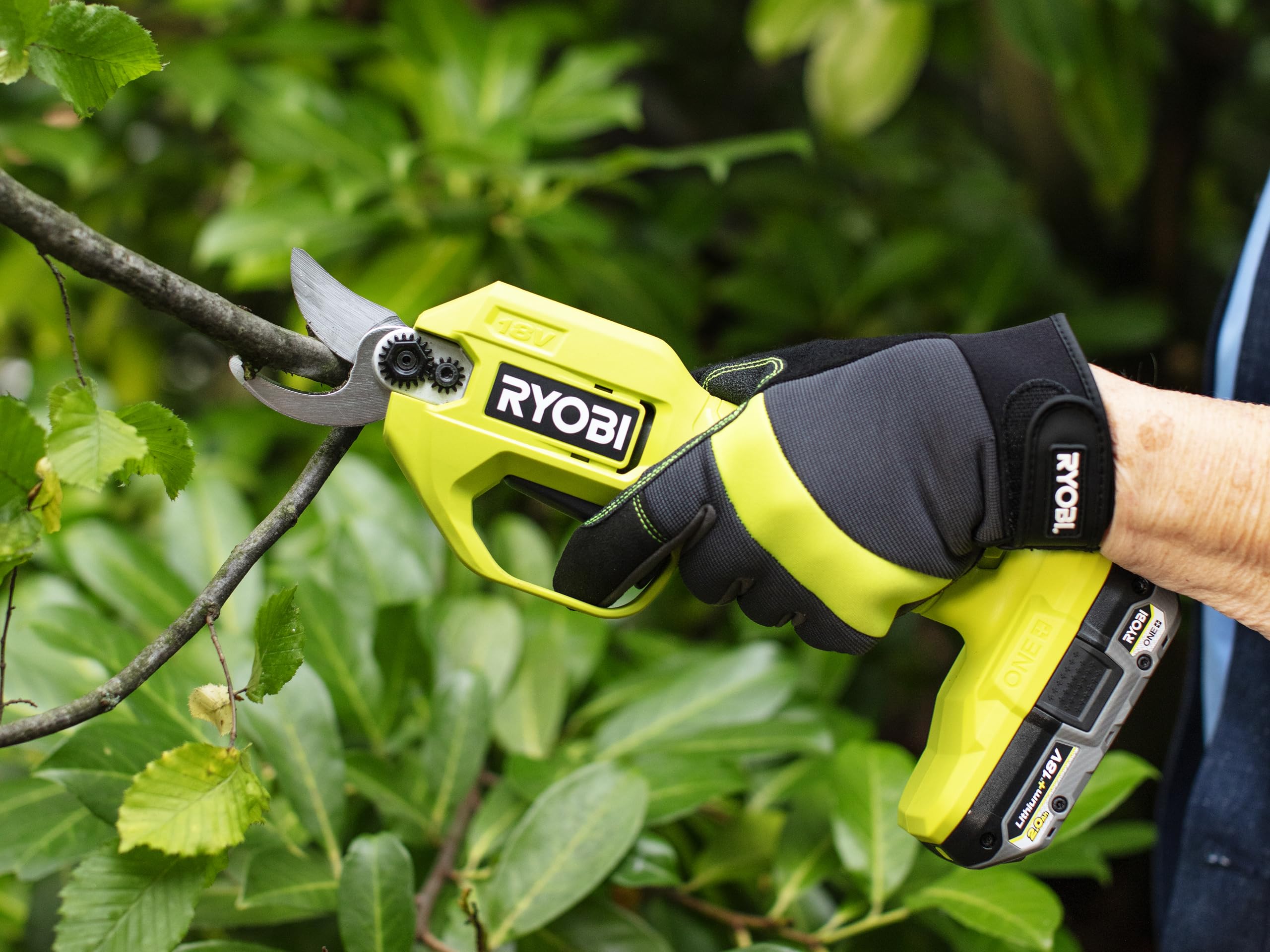 RYOBI - Sécateur Sans Fil 18V ONE+ RY18SCA-0 – Coupe Jusqu’à 25 mm, Lame Acier, Sécurité Active – Taille Facile Branches et Rosiers – Batterie Non Incluse