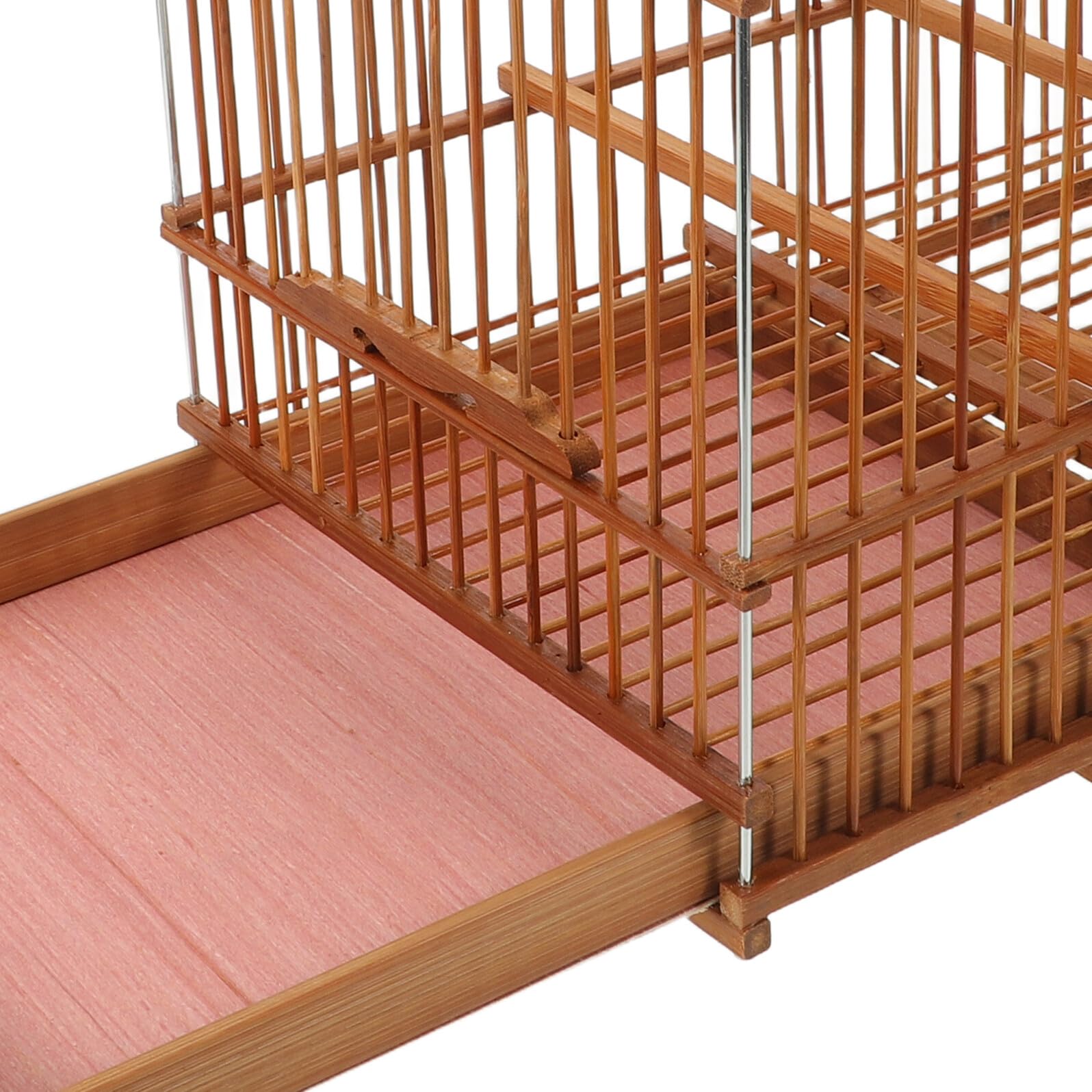 Jaula para Pájaros Pequeños de Bambú Carbonizado Rectangular 30X20X24 CM Ligera y Portátil para Periquitos Jilgueros y Loros Pequeños con Bandeja Extraíble Adecuado para