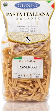 Giusto Sapore Italian Pasta - Caserecce 454g - Premium Organic Bronze Drawn Durum Wheat Semolina Gourmet Pasta Brand - Imported from Italy and Family Owned