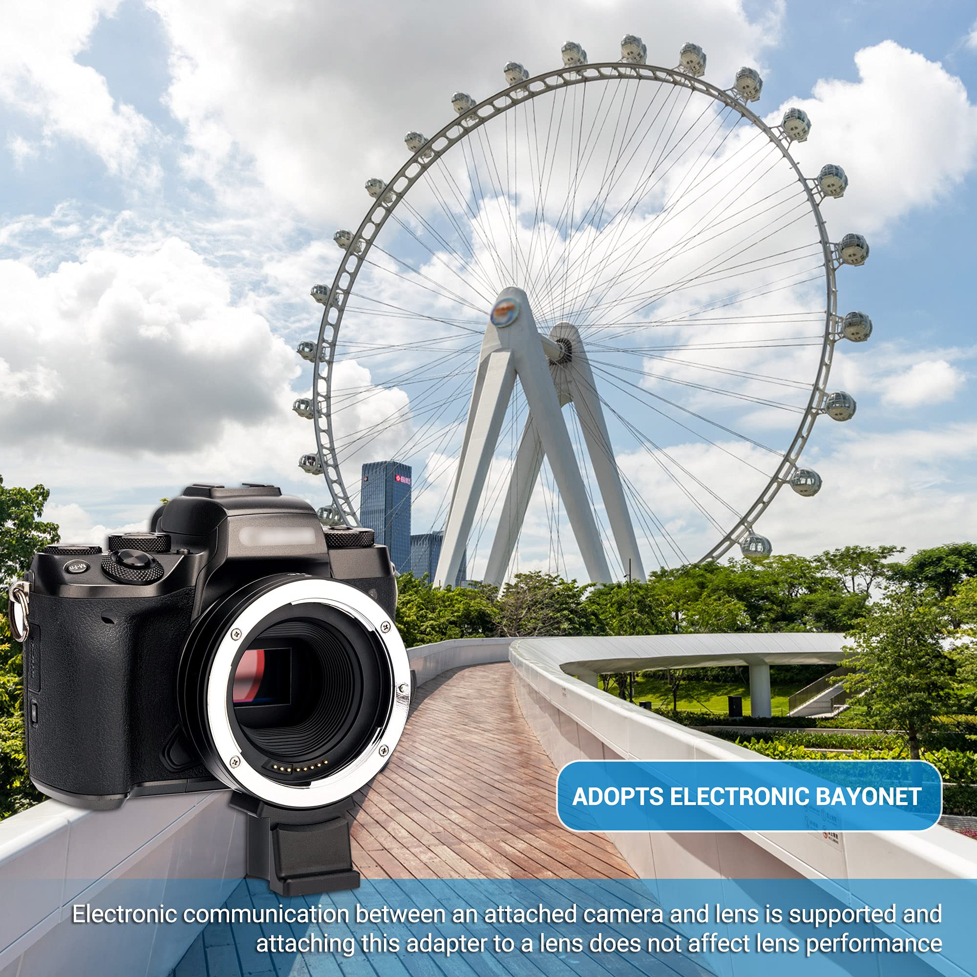 JJC EF-EOS M - Adattatore per obiettivo Canon EOS EF/EF-S su Canon EF-M Mount fotocamera EOS M M2 M3 M5 M6 M6 Mark II M10 M50 M100 - Comunicazione elettronica supportata