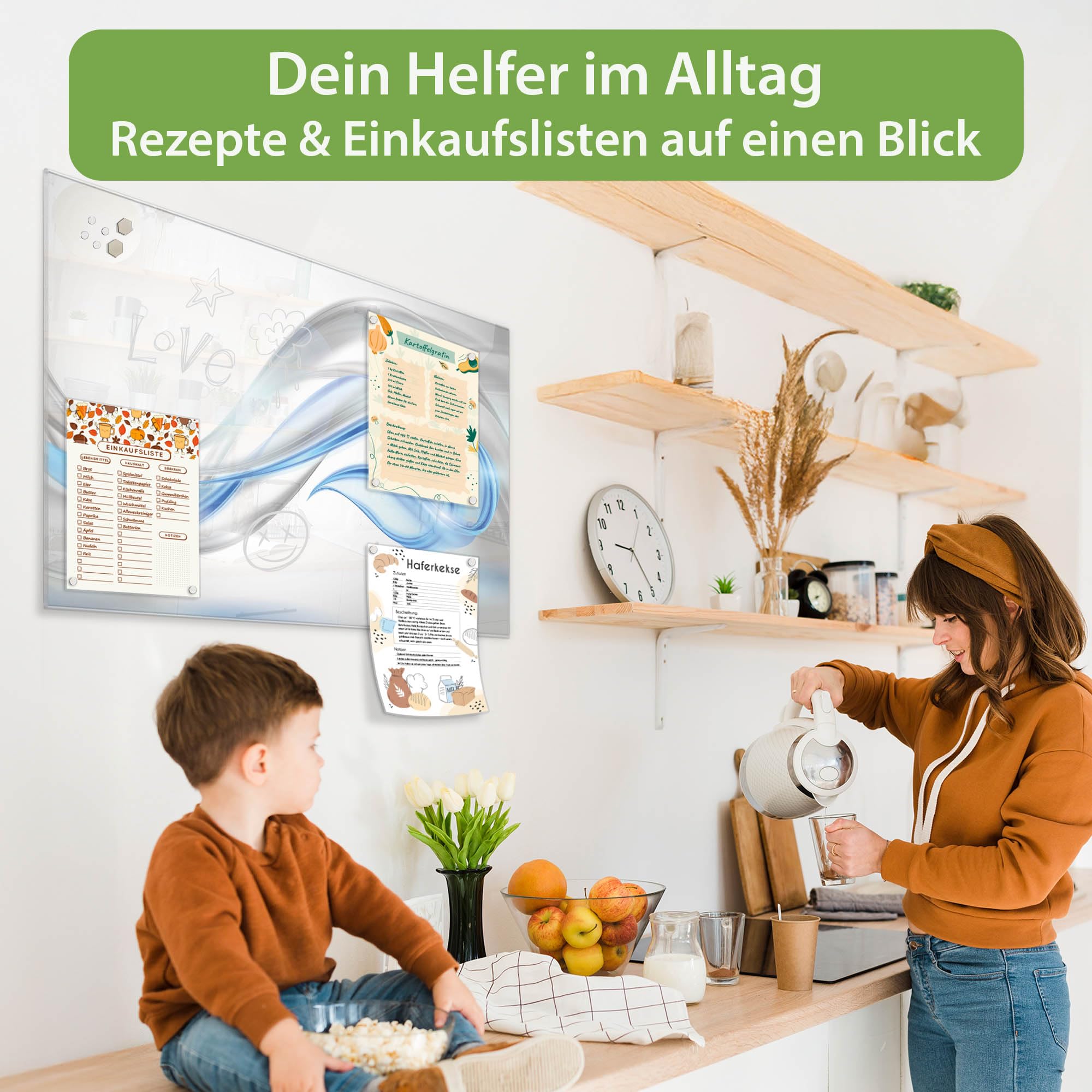 banjado Glas-Magnetboard in 75x50cm für Notizen mit abstraktem Muster