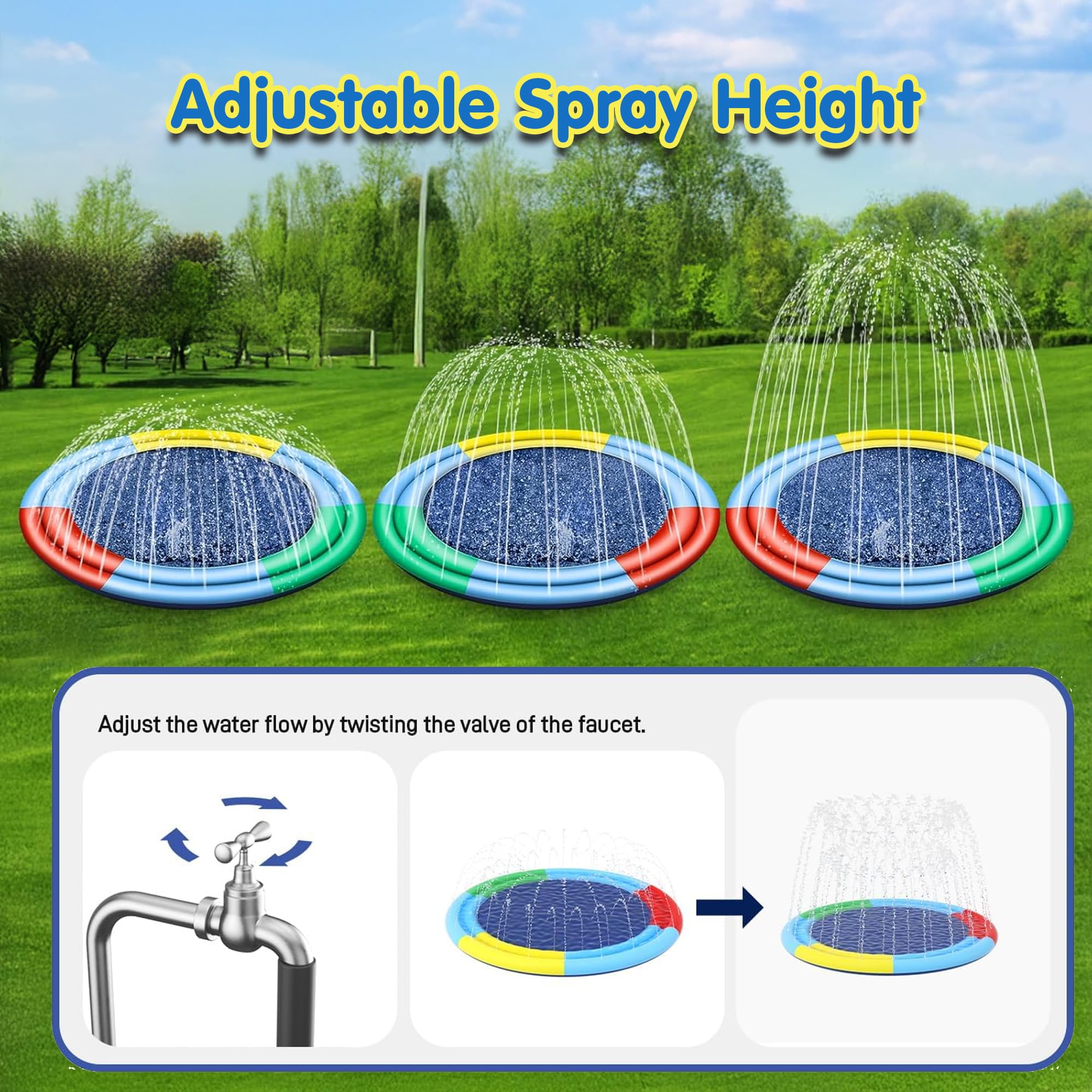Kidology Splash Pad for Kids | Outdoor Water Sprinkler Play Mat for Toddlers & Children | BPA-Free Thick PVC Tube Baby Pool Spray Mat | Backyard Summer Fun Water Toy 150Cm 4