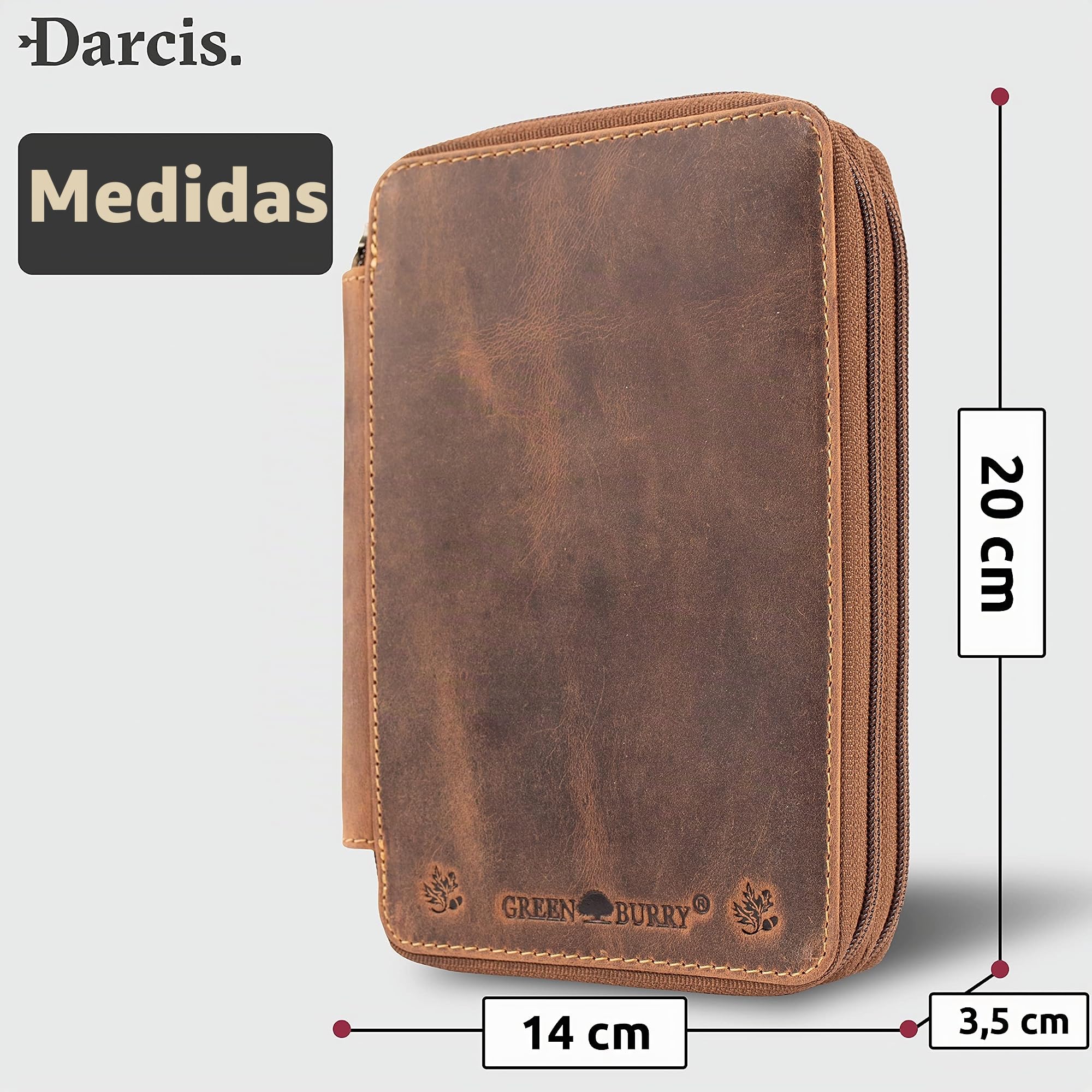 Estuche de Cuero - marrón - Estuche Robusto de Piel de Vacuno auténtica con 33 presillas - Hecho a Mano - Estuche de Cuero - Estuche - Cuero Vintage - Carpeta para bolígrafos
