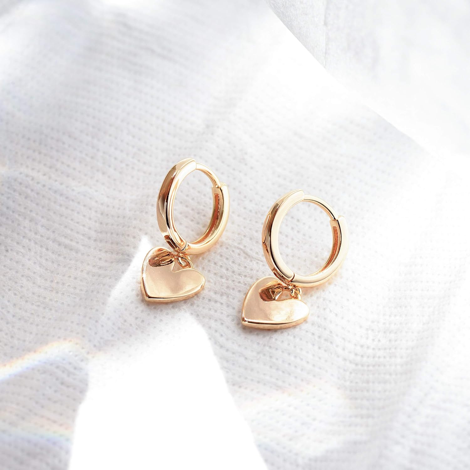 FETTERO Gold Hoop Earrings 14K Glod Plated Lightweight Huggie Hoops Dangle Snake Lock Love Heart Earrings for Women Hypoallergenic Earrings Dainty Wear - Image 5