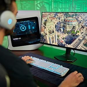 Alienware Low-Profile RGB Gaming Keyboard AW510K Light, Alienfx Per Key RGB Lighting, Media Controls and USB Passthrough, Cherry MX Low Profile Red Switches, Lunar light