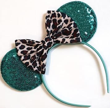 CLGIFT Leopard Minnie Ears, Animal Kingdom Ears, Lion King Minnie Teal