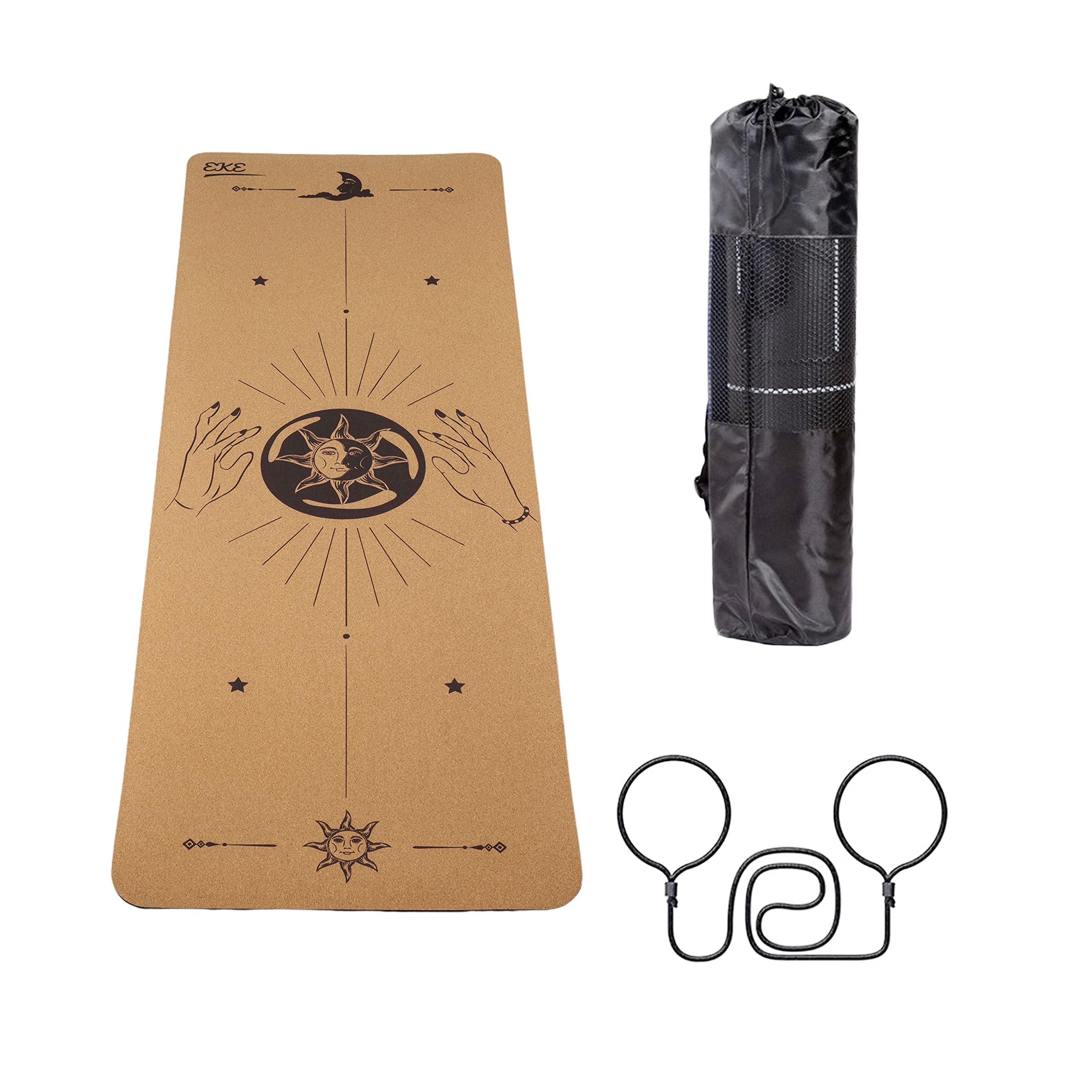 EKE Cork Yoga Mat with Body Lines