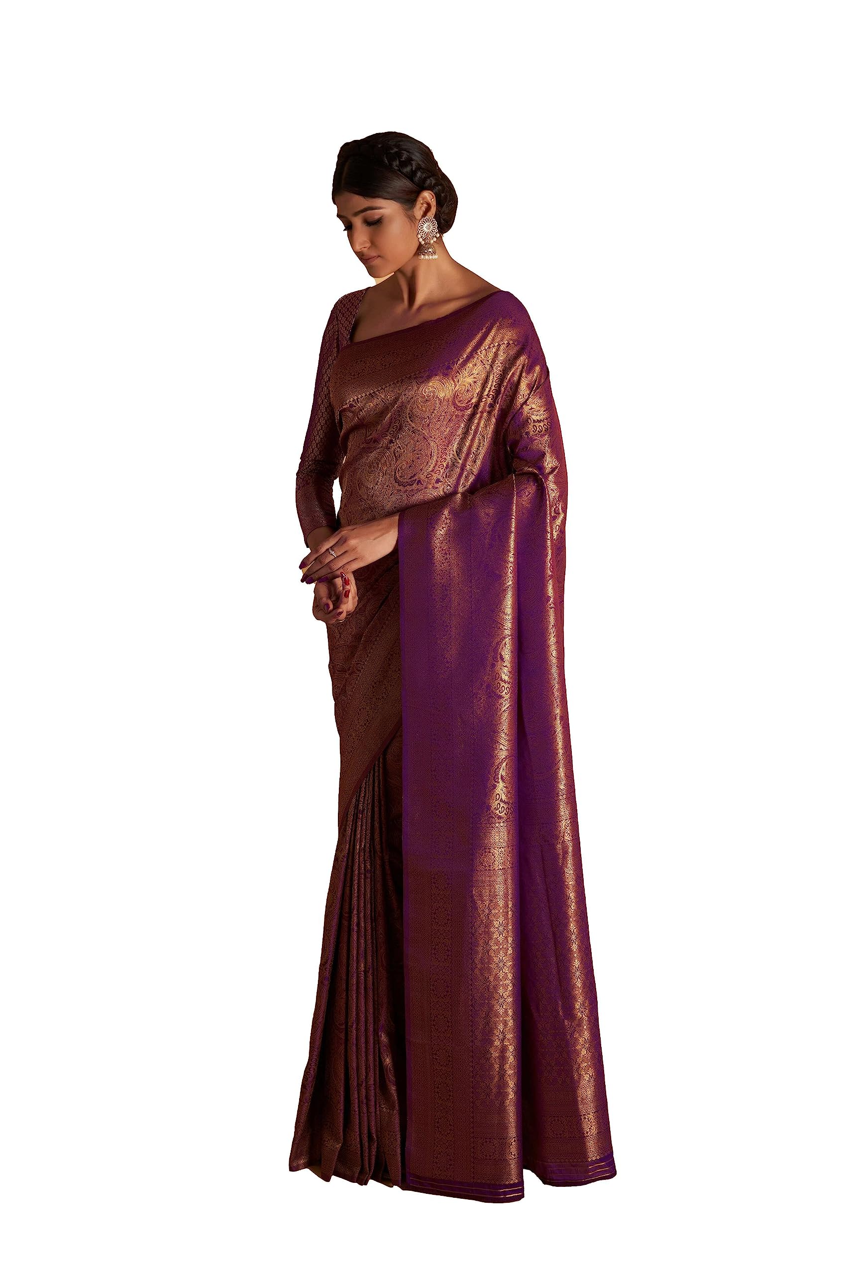 VardhaSarees for Women Indian Banarasi Art Silk Woven Zari Sari | Rakhi Diwali Gift Saree & Unstitched Blouse