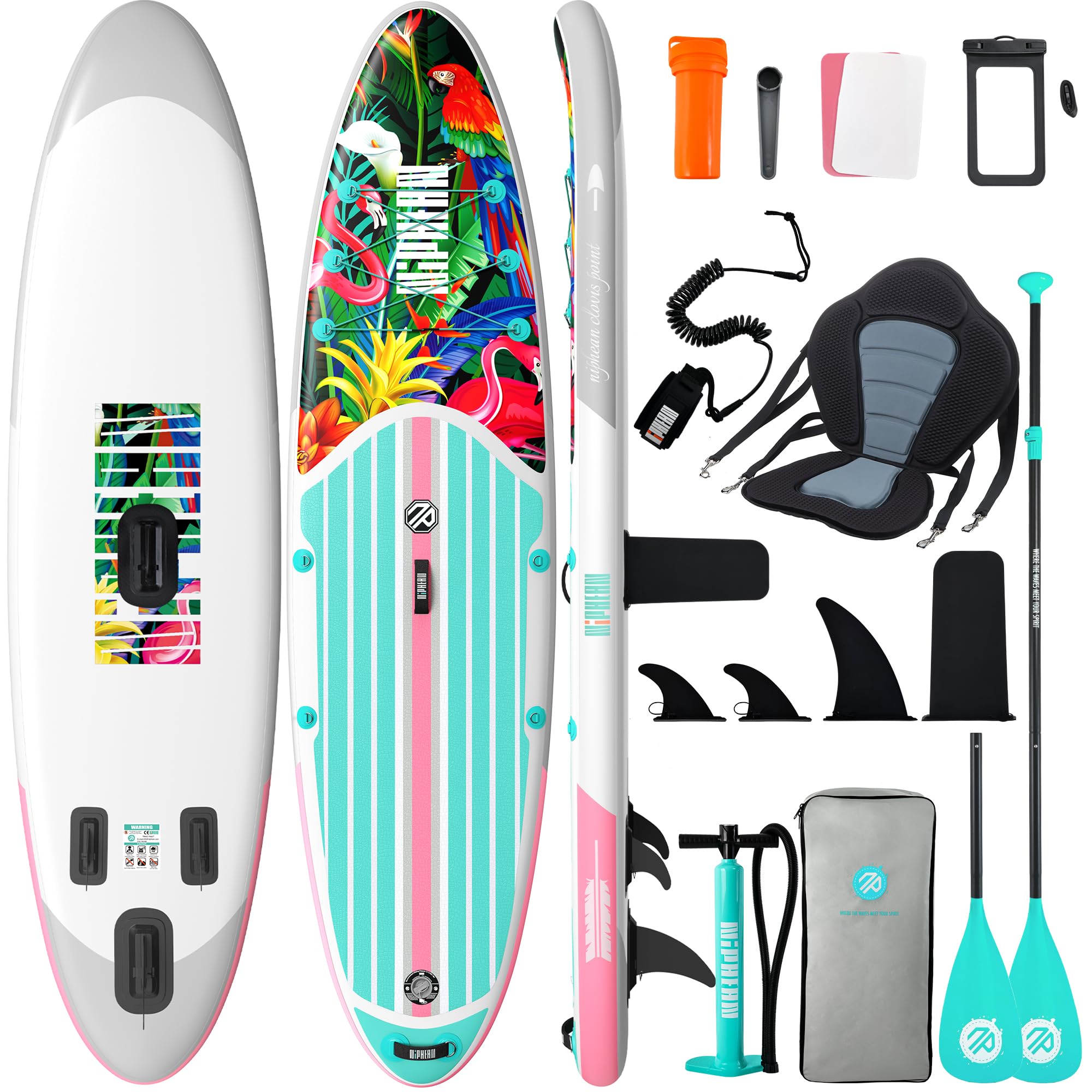 Niphean SUP Gonfiabile Adulti con Tutti gli Accessori, 320cm Stand up Paddle Gonfiabile per Tutti i Livelli, Paddle Board con Capacità di 200kg per 2 Persone, Tavola da SUP Gonfiabile con Sedia