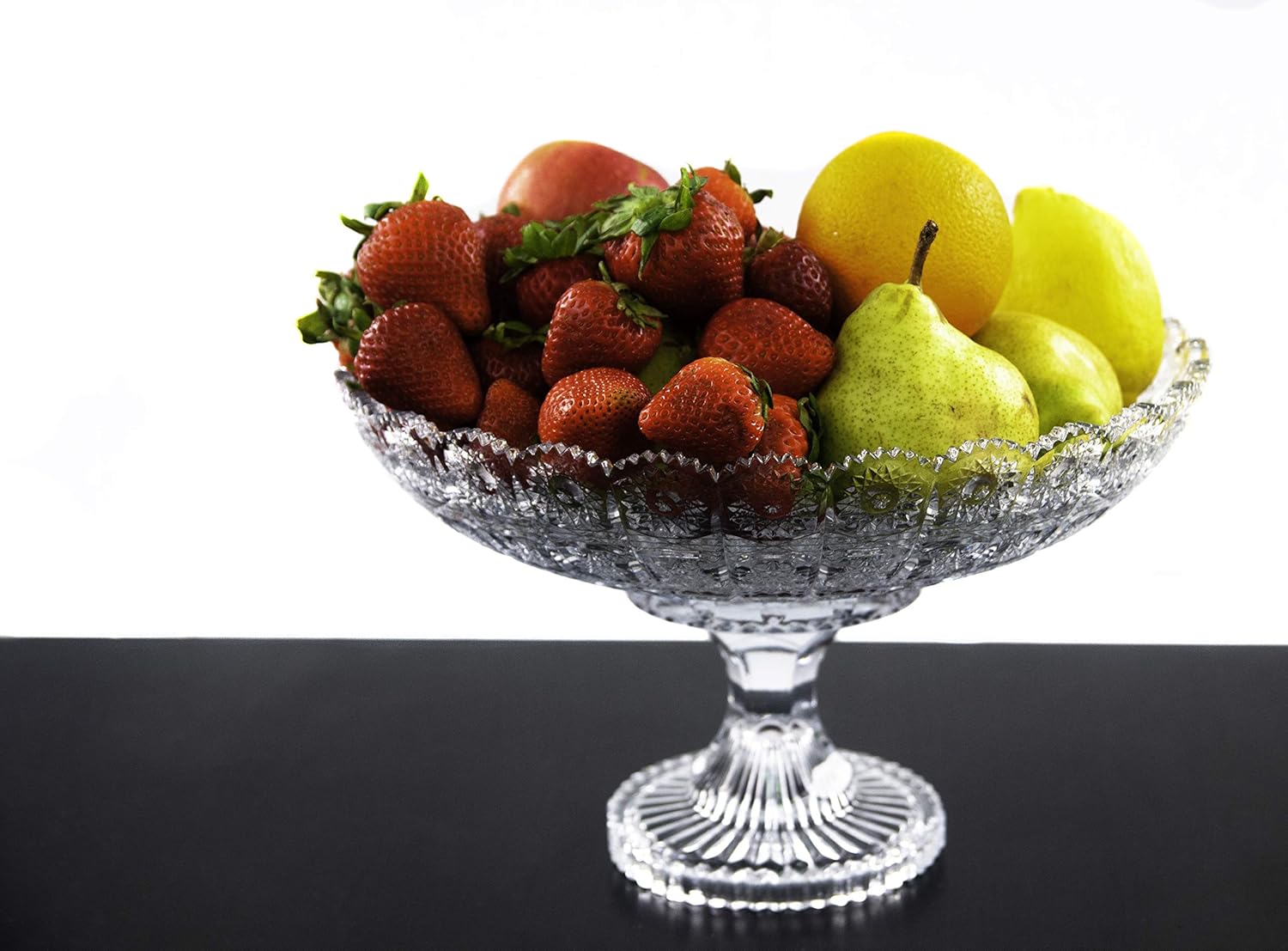 New Elegant Crystal Glass Serving Footed Round Centerpiece for Home, Office, Décor, Serving Fruit or Desert (CLEAR)