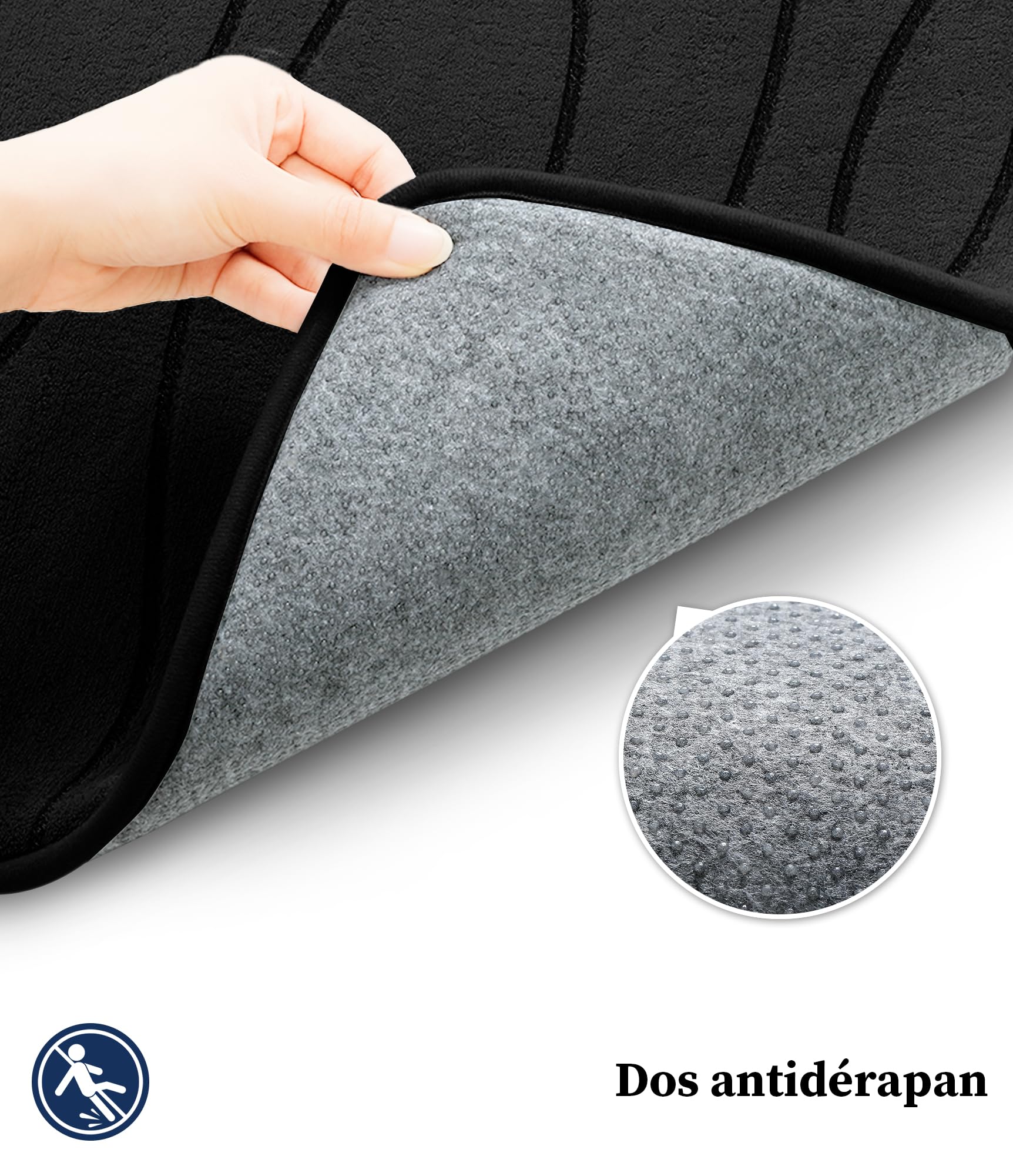 chakme Badmat, traagschuim, absorberend, badkamertapijt, douchemat, decoratieve voetmat, antislip mat voor badkamer en woonkamer, 43 x 61 cm, lichtgrijs