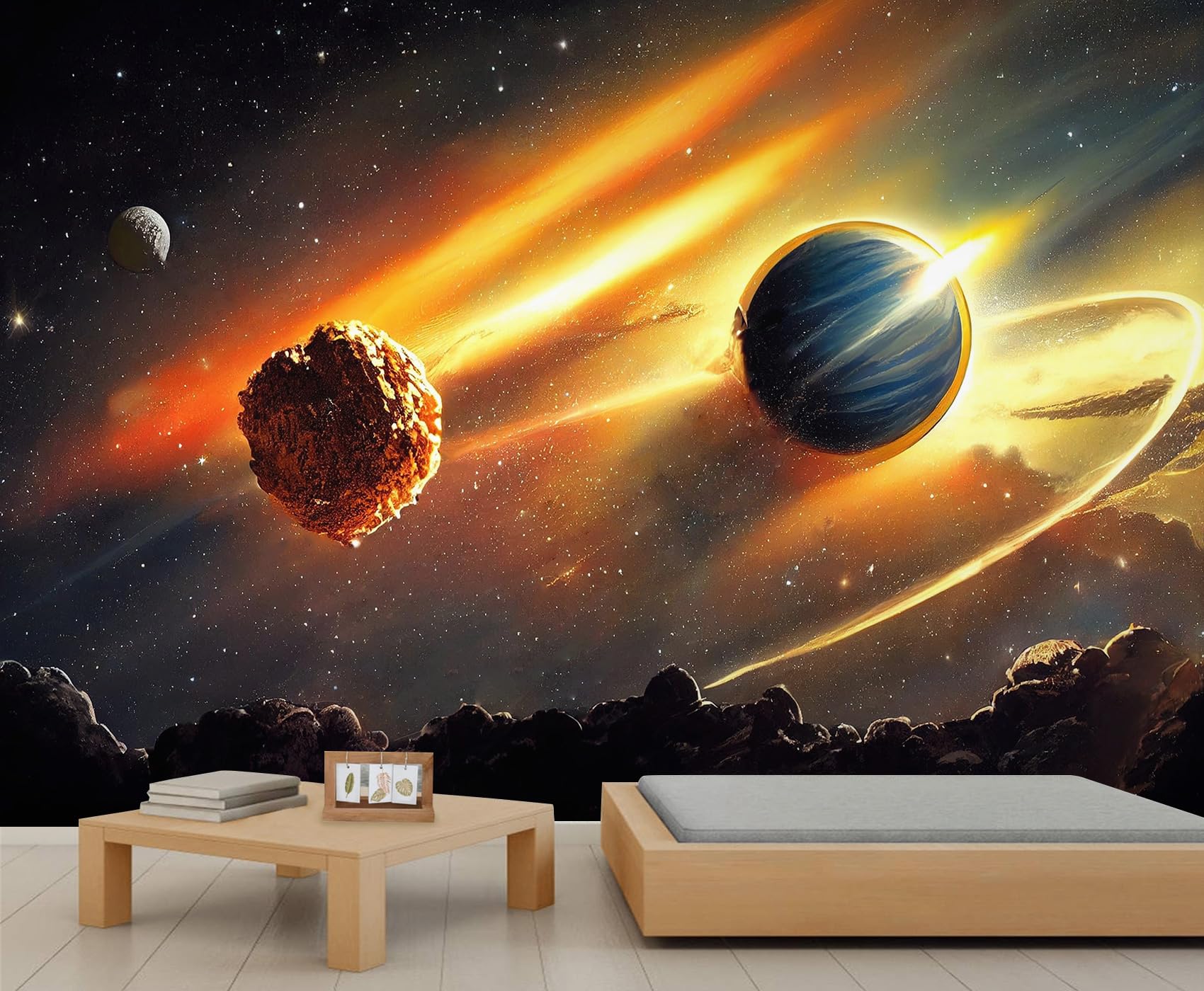 3D Space Mural Planet Universe Wall Murals Galaxy Space Universe Starry Sky Mural Wallpaper Nebula Wallpaper for Living Room Bedroom Home Decor 250 x 175 cm