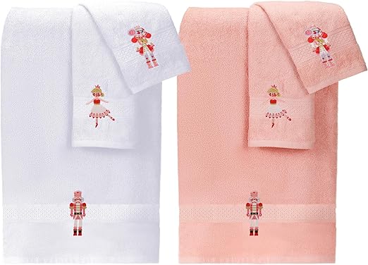 Amazon.com: VitalCozy 6 Pcs Christmas Bath Towels Set Pink and White ...
