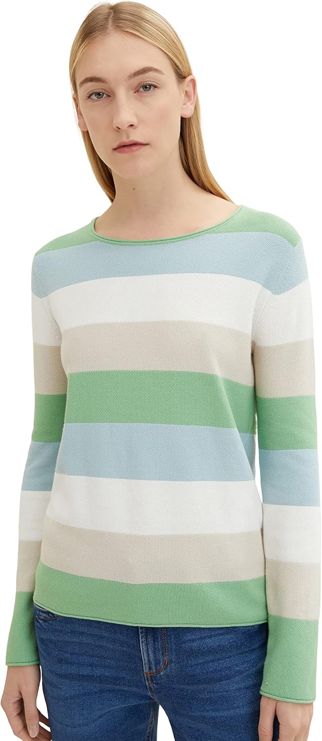 TOM TAILOR Maglione Basic Donna, Maniche Lunghe, Girocollo, Morbido E Confortevole, Vestibilità Ottimale