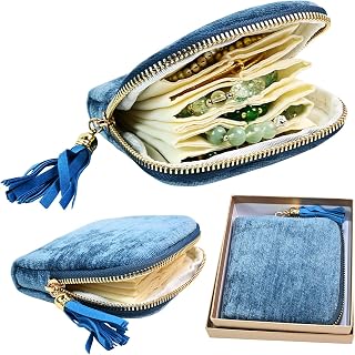 Portable Ring Keychain Holder - Jewelry Holder | for Gym and Travel - for Sports Bag, Compact Ring Earring Necklace Storage Case (Peacock Blue)