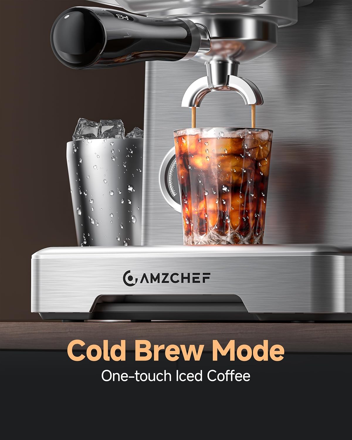 AMZCHEF Ultra Espresso Machine, 58mm Professional with PID Temperature Control for Light to Dark Roast Beans, Built-in Pressure Gauge & 10mm Steam Wand，Provides Barista-Level Lattes and Cappuccinos