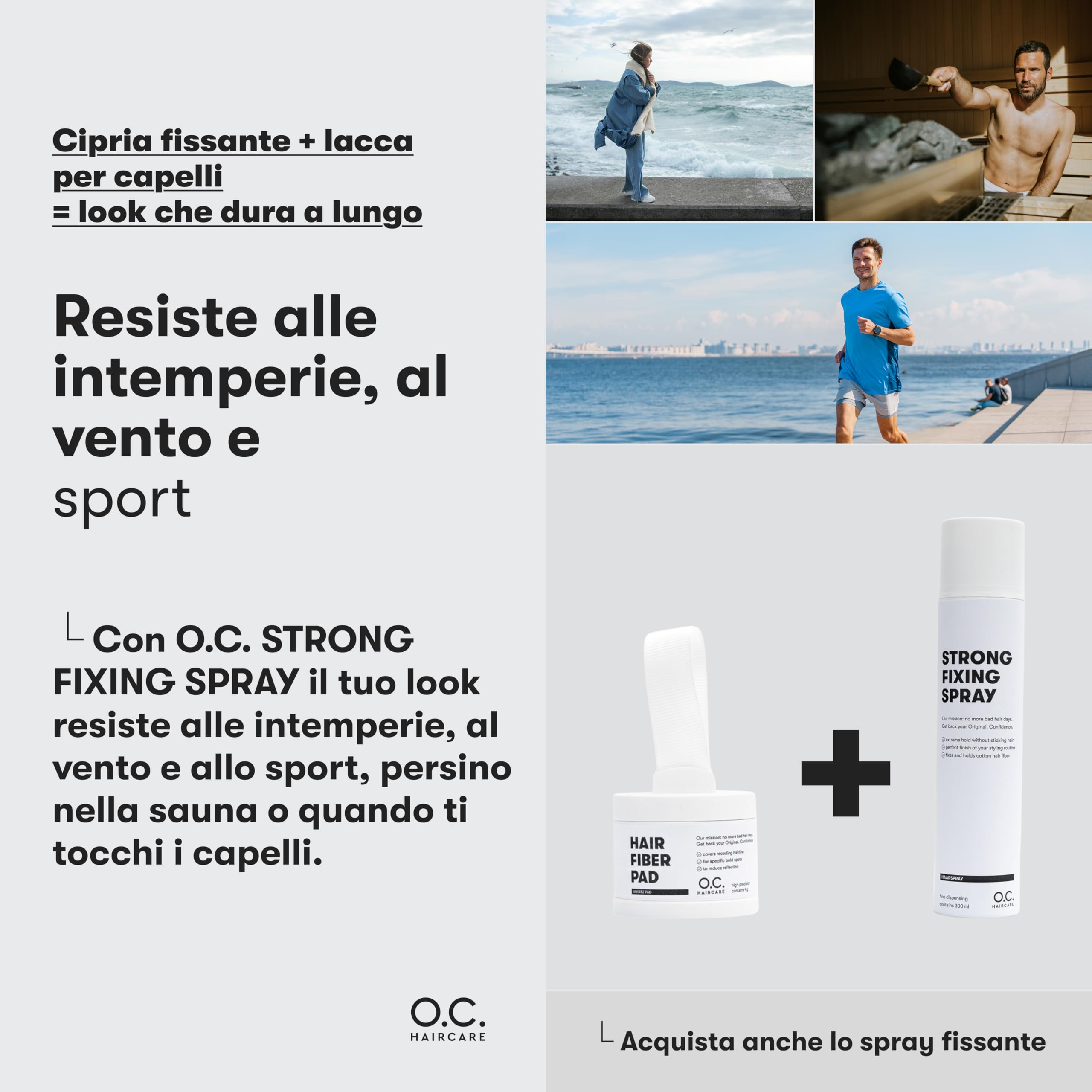 O.C. HAIRCARE Polvere per Radici per l'Ispessimento dei Capelli per Donne e Uomini - per Testa Segreta, Riga e Linea dei Capelli - Consigliato dai Saloni Leader - 9 Colori - Polvere per Capelli
