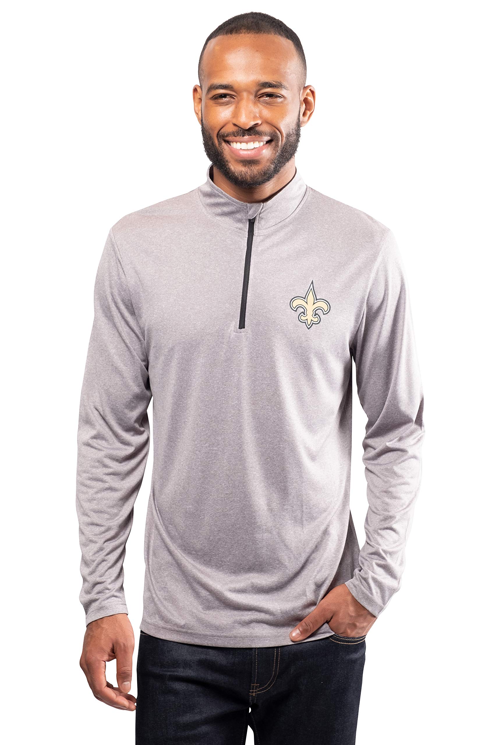 Ultra GameAdults NFL Official Super Soft Quarter Zip Long Sleeve T-Shirt